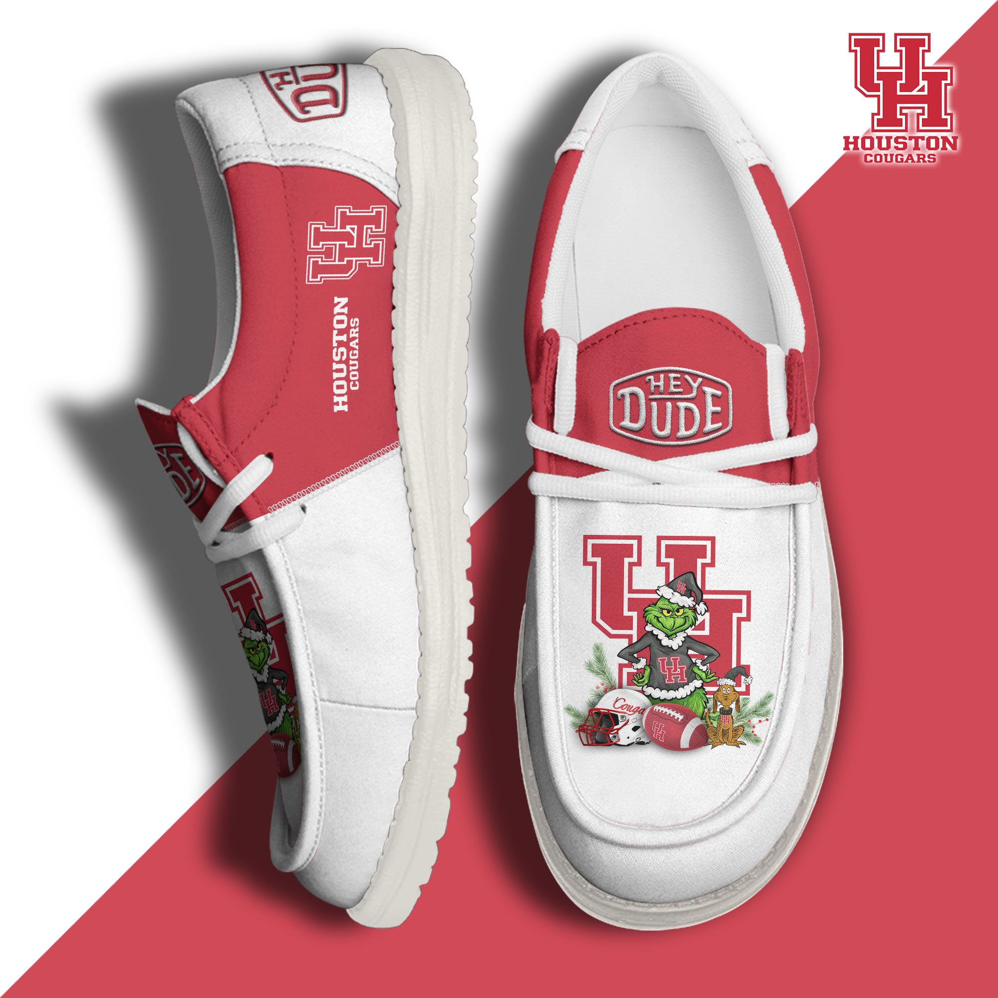 Houston Cougars Football Hey Dude Canvas Loafer Shoes Custom Your Name, Sport Shoes For Fan, Fan Gifts EHIVM-61211