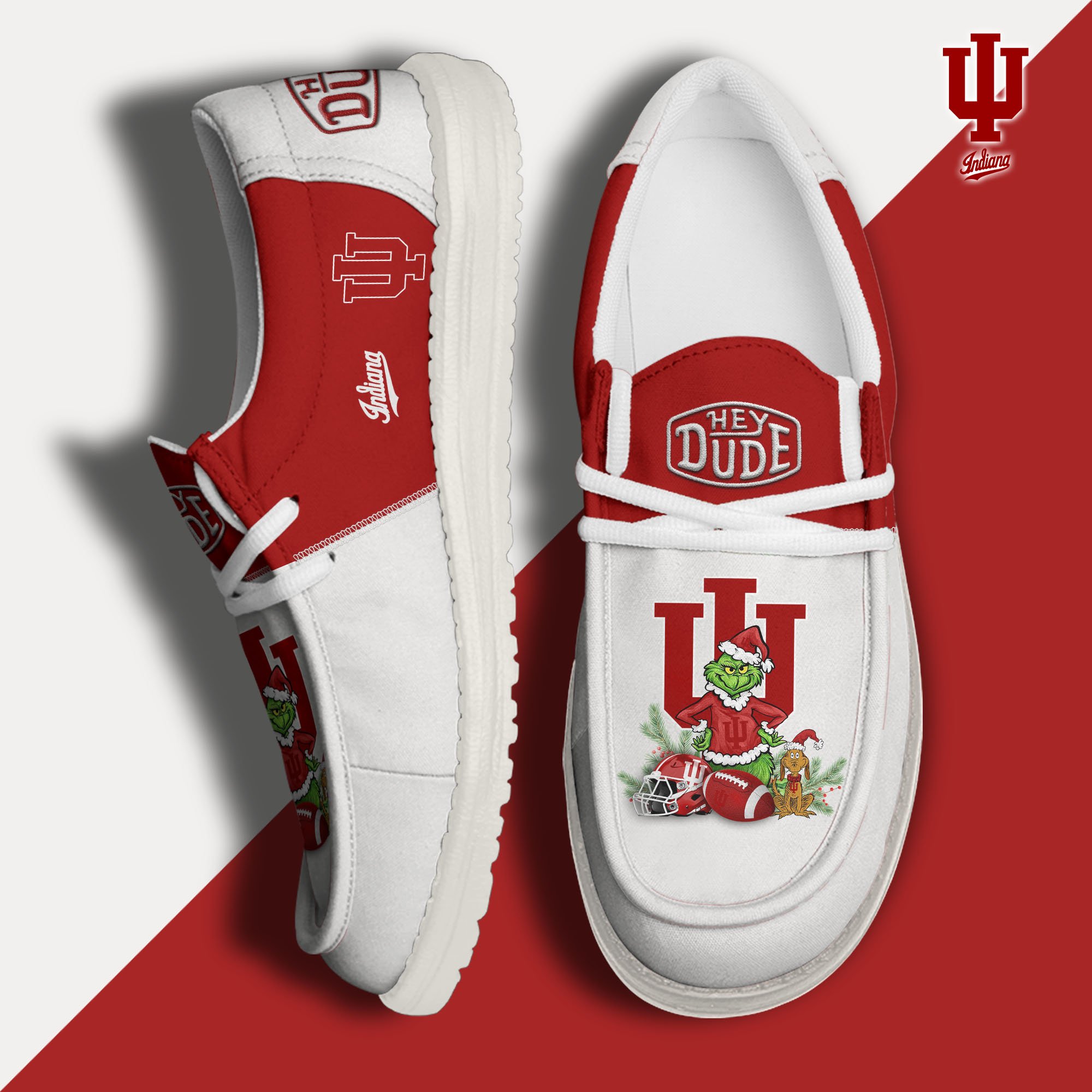 Indiana Hoosiers Football Hey Dude Canvas Loafer Shoes Custom Your Name, Sport Shoes For Fan, Fan Gifts EHIVM-61211