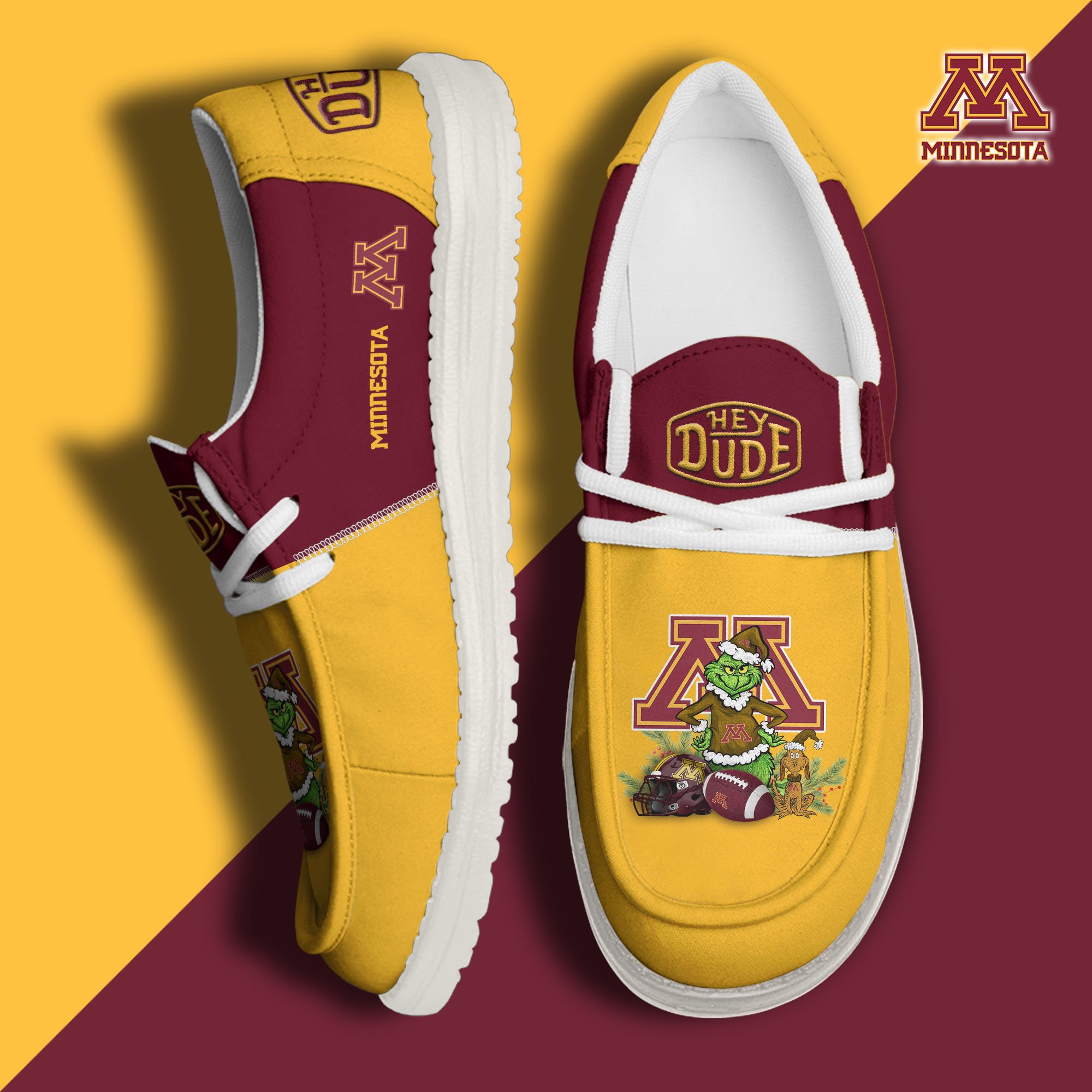 Minnesota Golden Gophers Football Hey Dude Canvas Loafer Shoes Custom Your Name, Sport Shoes For Fan, Fan Gifts EHIVM-61211