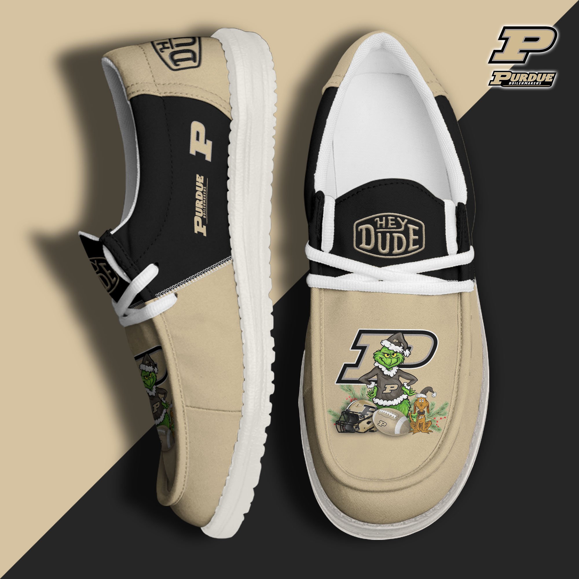 Purdue Boilermakers Football Hey Dude Canvas Loafer Shoes Custom Your Name, Sport Shoes For Fan, Fan Gifts EHIVM-61211