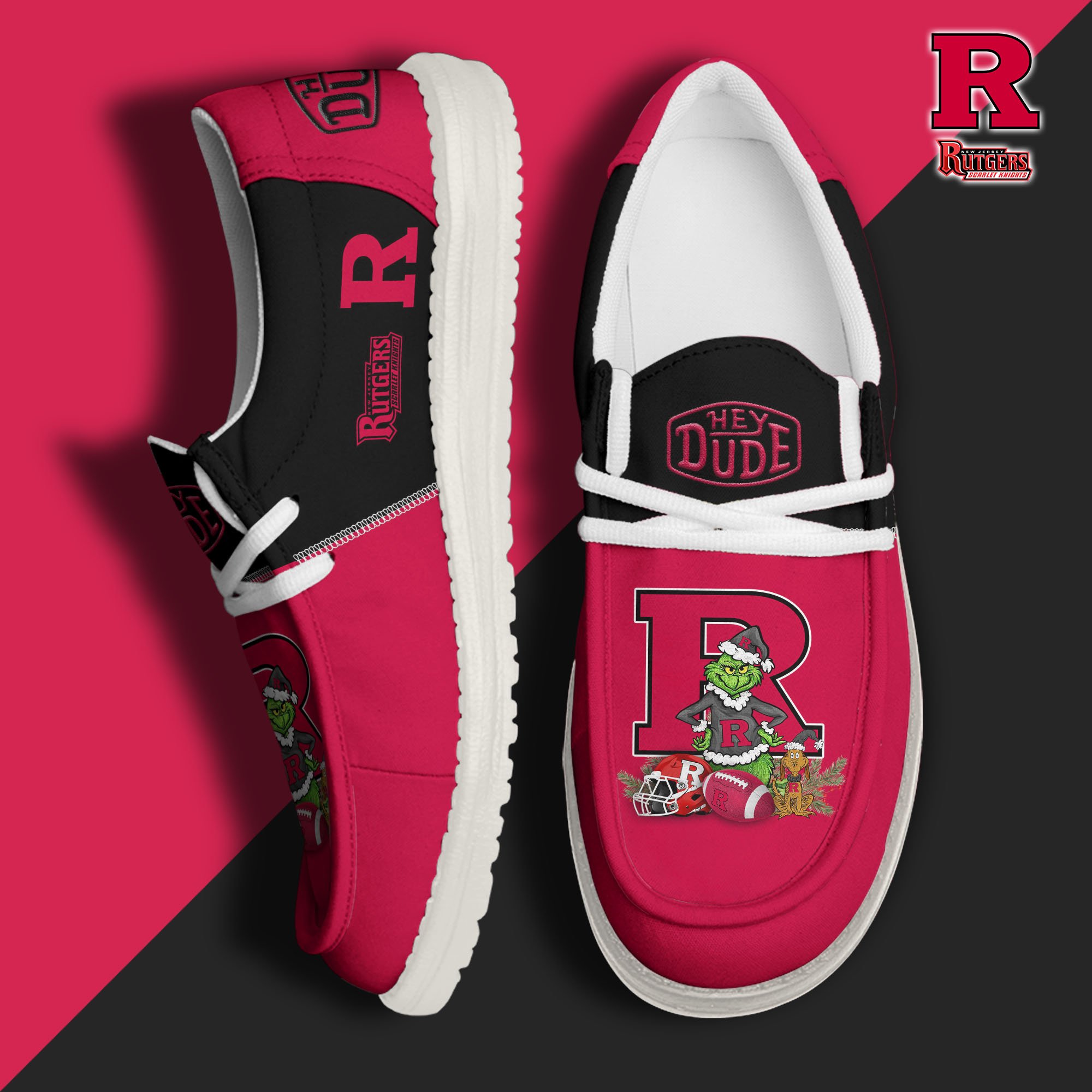 Rutgers Scarlet Knights Football Hey Dude Canvas Loafer Shoes Custom Your Name, Sport Shoes For Fan, Fan Gifts EHIVM-61211