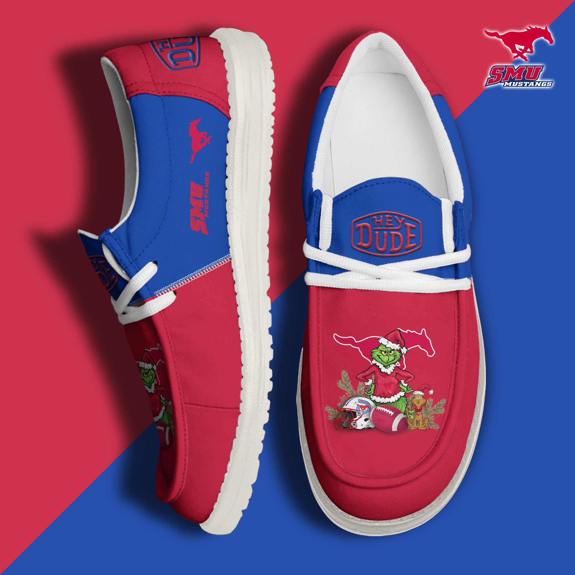 SMU Mustangs Football Hey Dude Canvas Loafer Shoes Custom Your Name, Sport Shoes For Fan, Fan Gifts EHIVM-61211