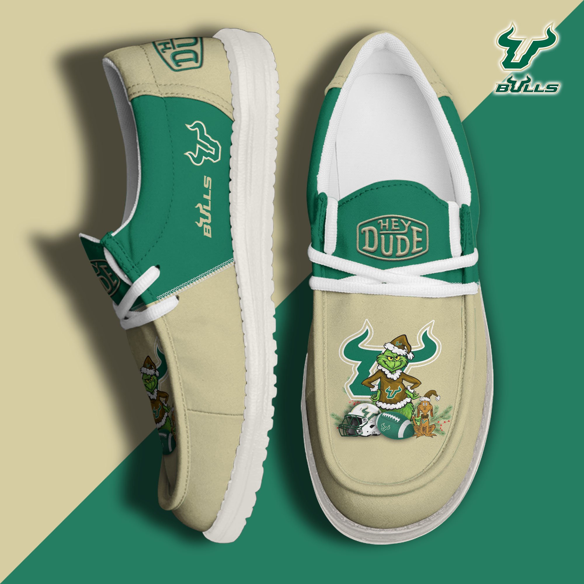 South Florida Bulls Football Hey Dude Canvas Loafer Shoes Custom Your Name, Sport Shoes For Fan, Fan Gifts EHIVM-61211