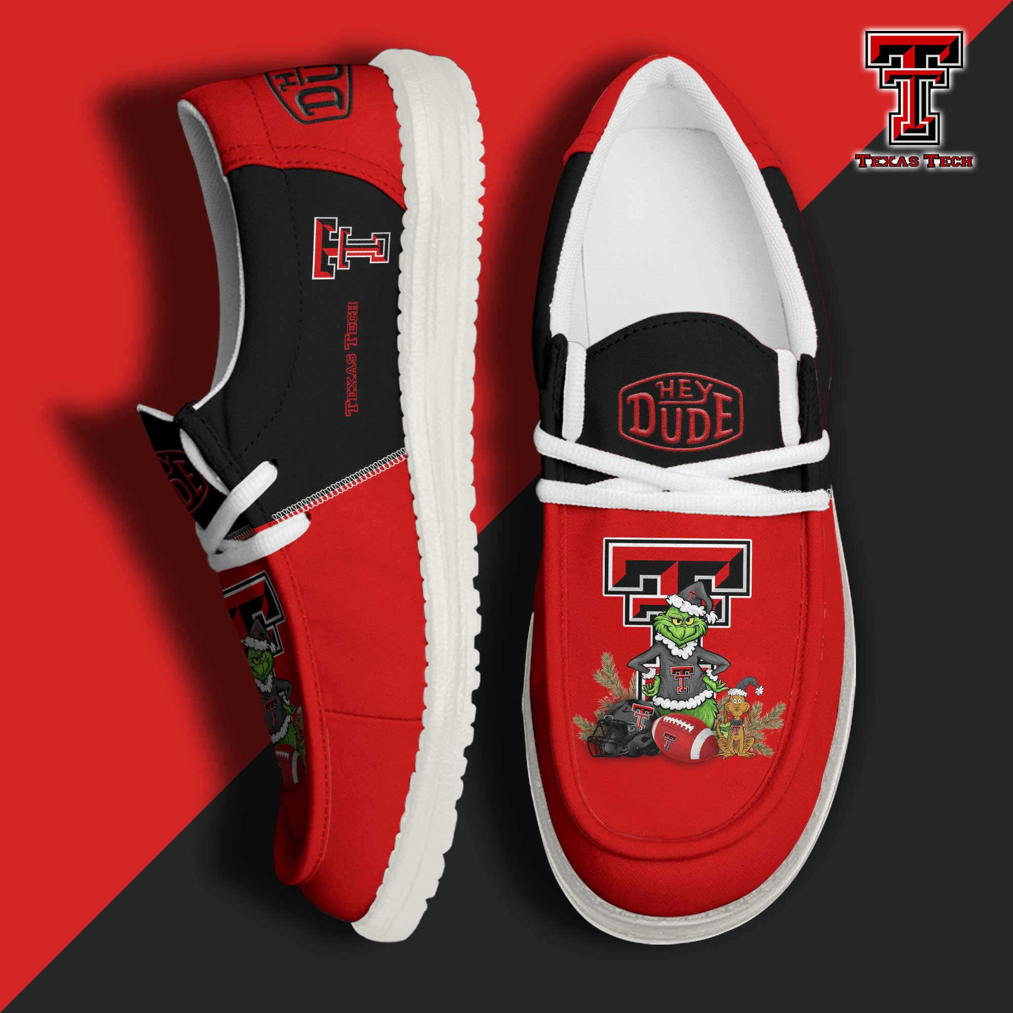 Texas Tech Red Raiders Football Hey Dude Canvas Loafer Shoes Custom Your Name, Sport Shoes For Fan, Fan Gifts EHIVM-61211