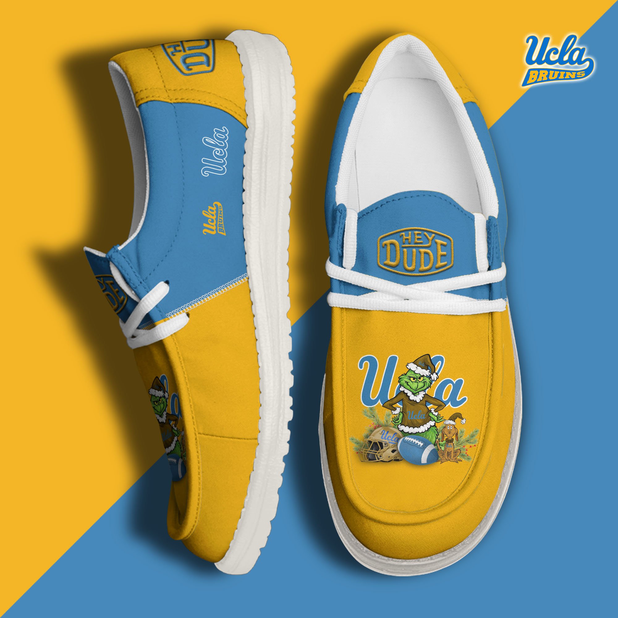 UCLA Bruins Football Hey Dude Canvas Loafer Shoes Custom Your Name, Sport Shoes For Fan, Fan Gifts EHIVM-61211