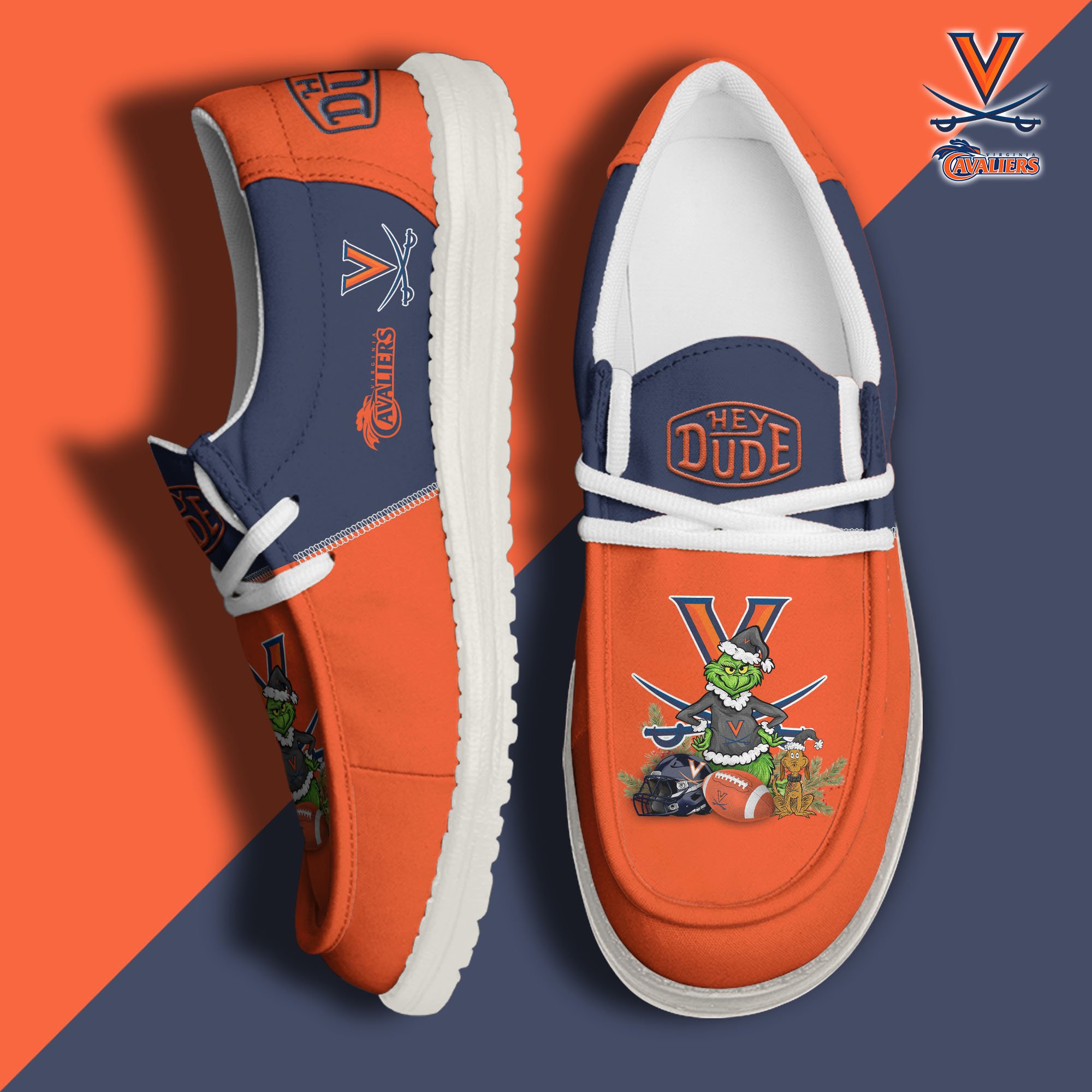 Virginia Cavaliers Football Hey Dude Canvas Loafer Shoes Custom Your Name, Sport Shoes For Fan, Fan Gifts EHIVM-61211