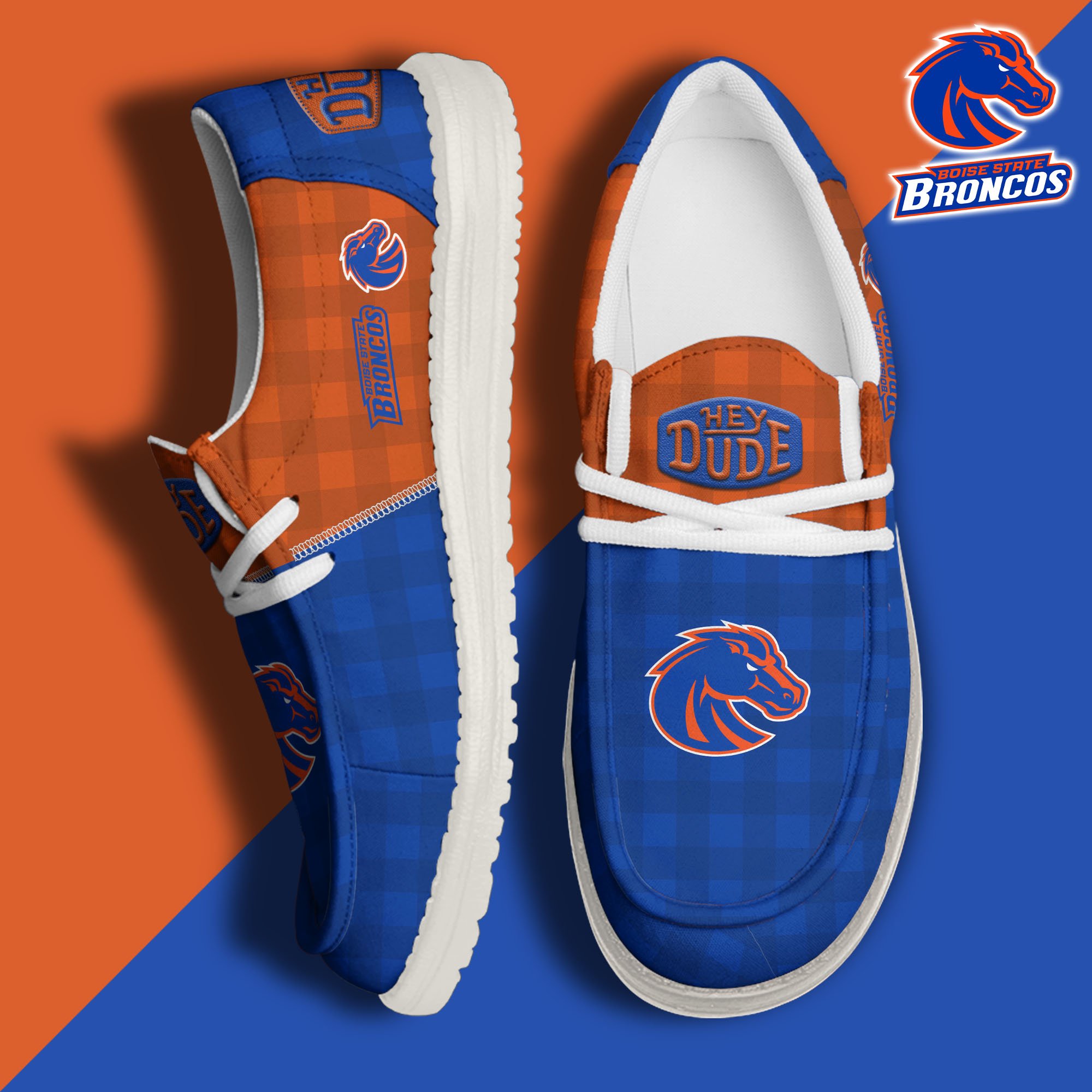 Boise State Broncos Football Hey Dude Canvas Loafer Shoes Custom Your Name, Sport Shoes For Fan, Fan Gifts EHIVM-61236