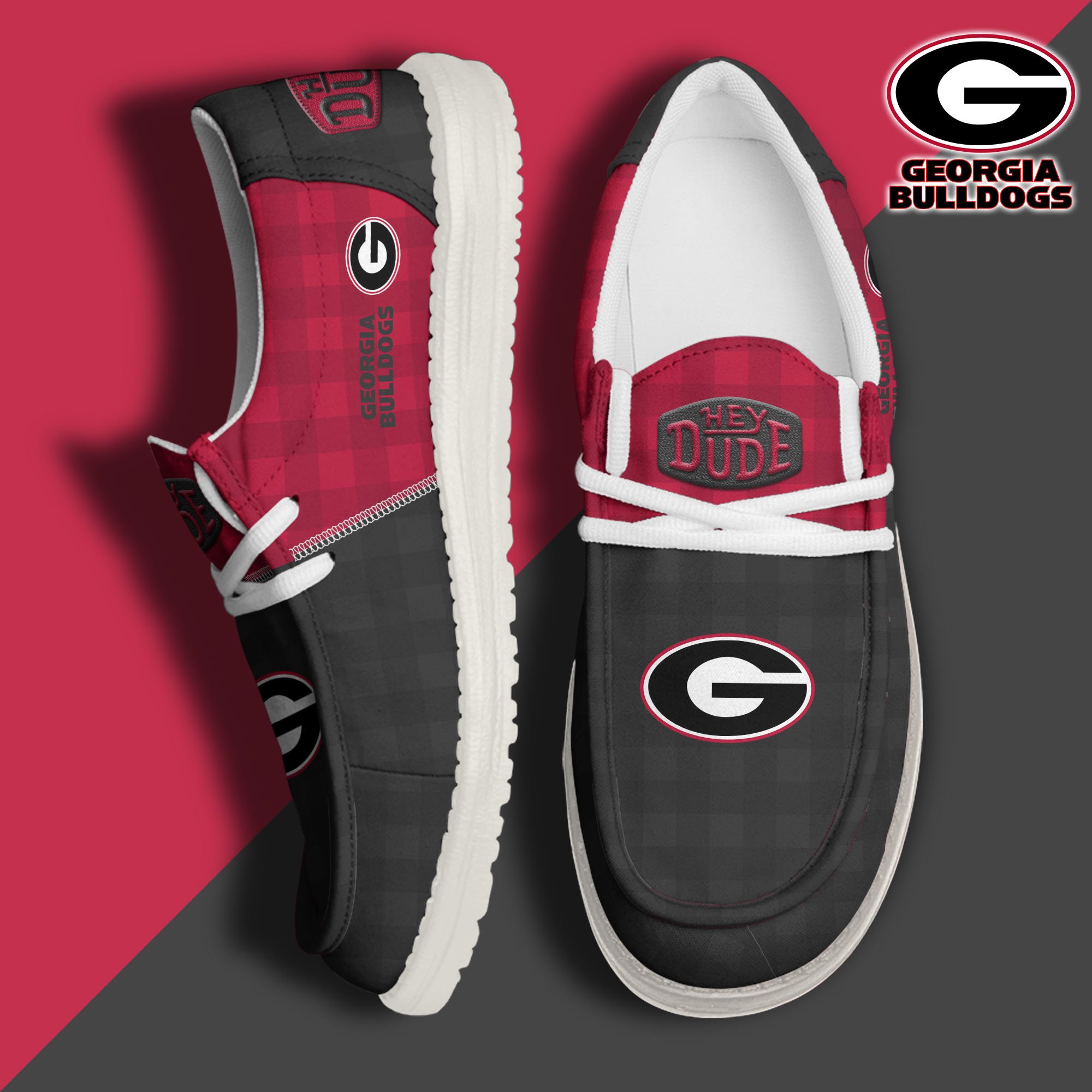 Georgia Bulldogs Football Hey Dude Canvas Loafer Shoes Custom Your Name, Sport Shoes For Fan, Fan Gifts EHIVM-61236