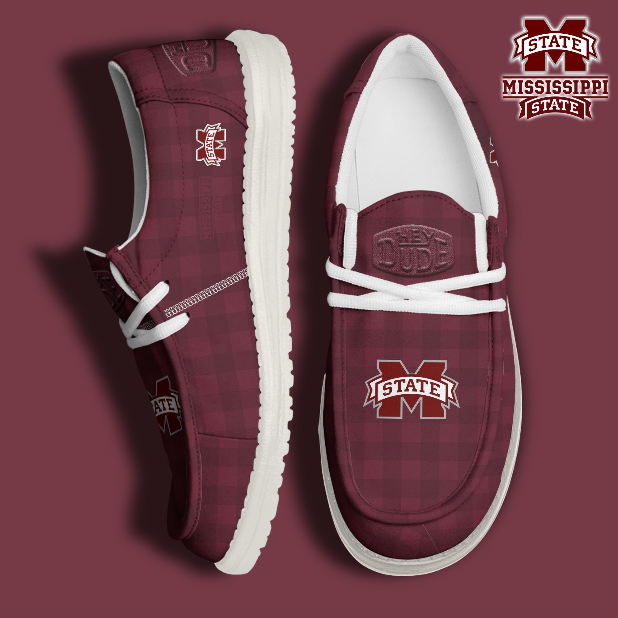 Mississippi State Bulldogs Football Hey Dude Canvas Loafer Shoes Custom Your Name, Sport Shoes For Fan, Fan Gifts EHIVM-61236