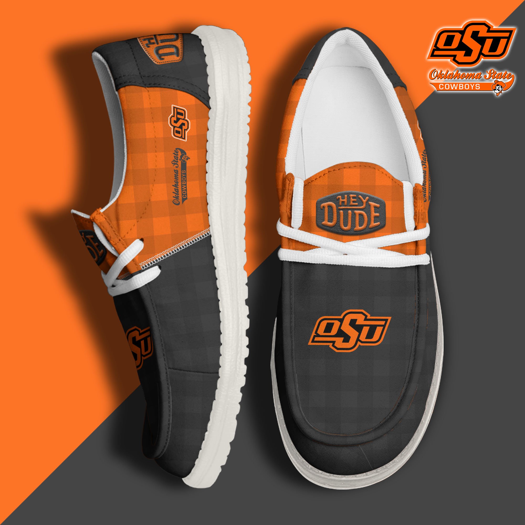 Oklahoma State Cowboys Football Hey Dude Canvas Loafer Shoes Custom Your Name, Sport Shoes For Fan, Fan Gifts EHIVM-61236