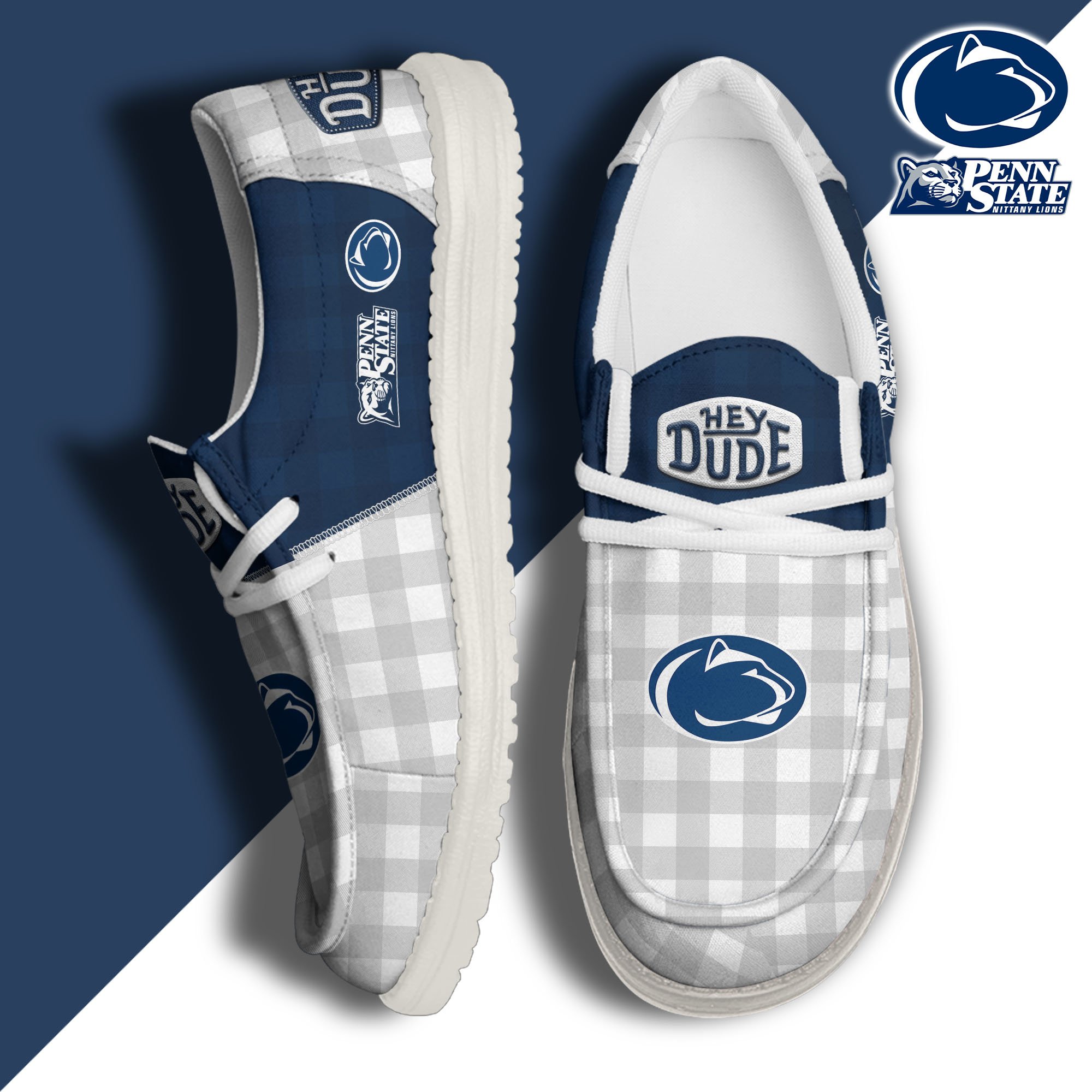 Penn State Nittany Lions Football Hey Dude Canvas Loafer Shoes Custom Your Name, Sport Shoes For Fan, Fan Gifts EHIVM-61236