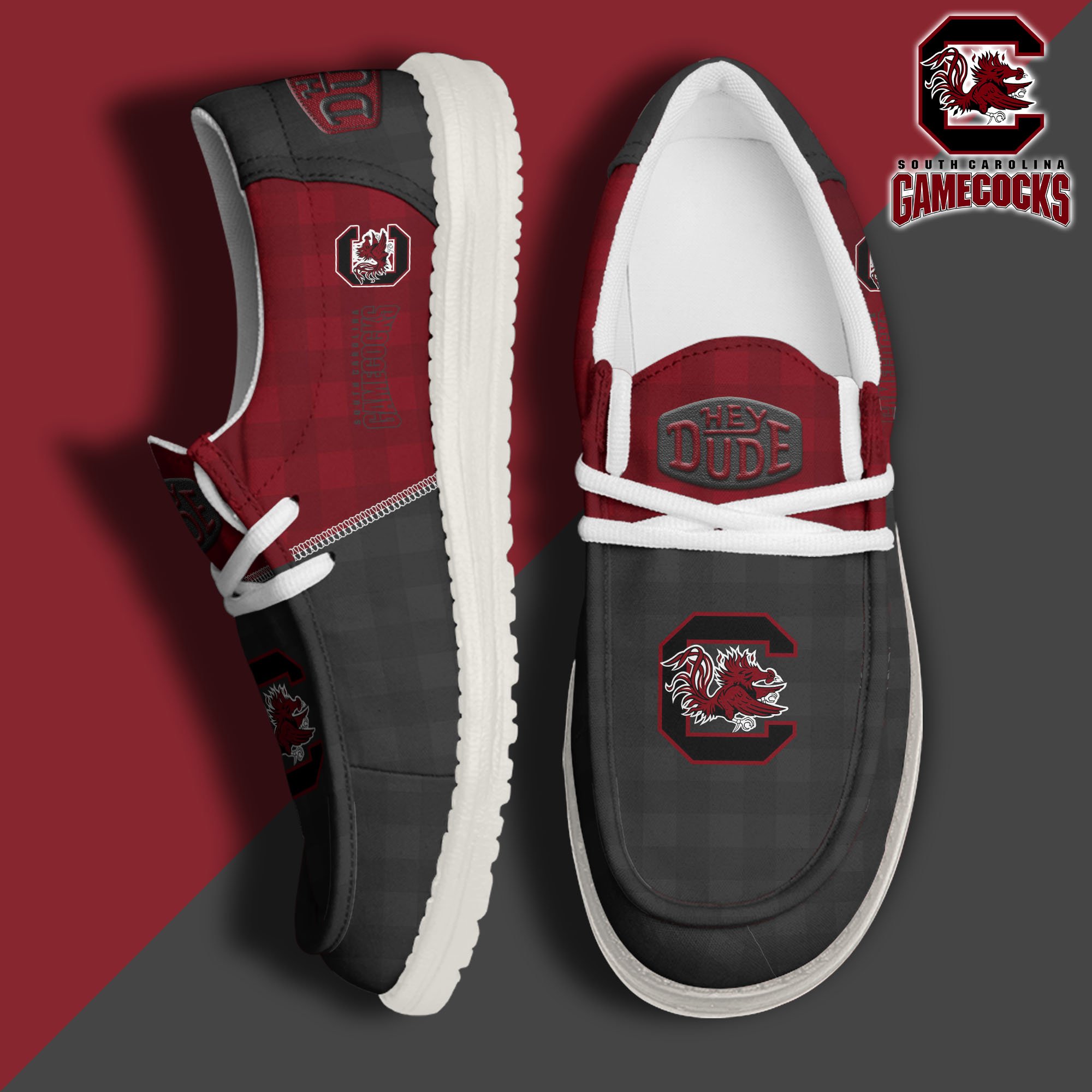 South Carolina Gamecocks Football Hey Dude Canvas Loafer Shoes Custom Your Name, Sport Shoes For Fan, Fan Gifts EHIVM-61236