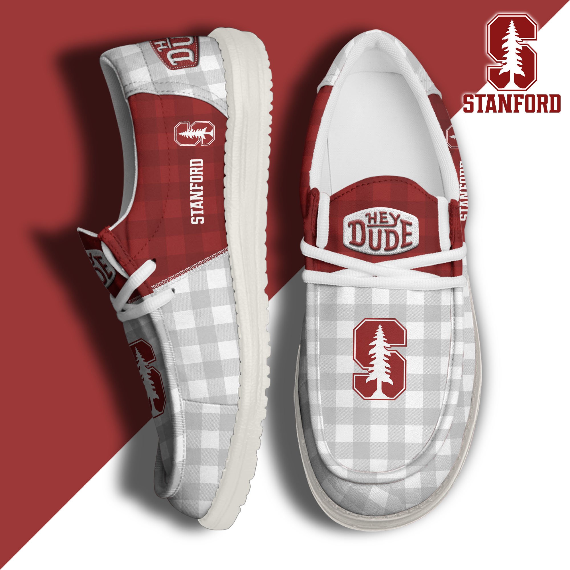 Stanford Cardinal Football Hey Dude Canvas Loafer Shoes Custom Your Name, Sport Shoes For Fan, Fan Gifts EHIVM-61236