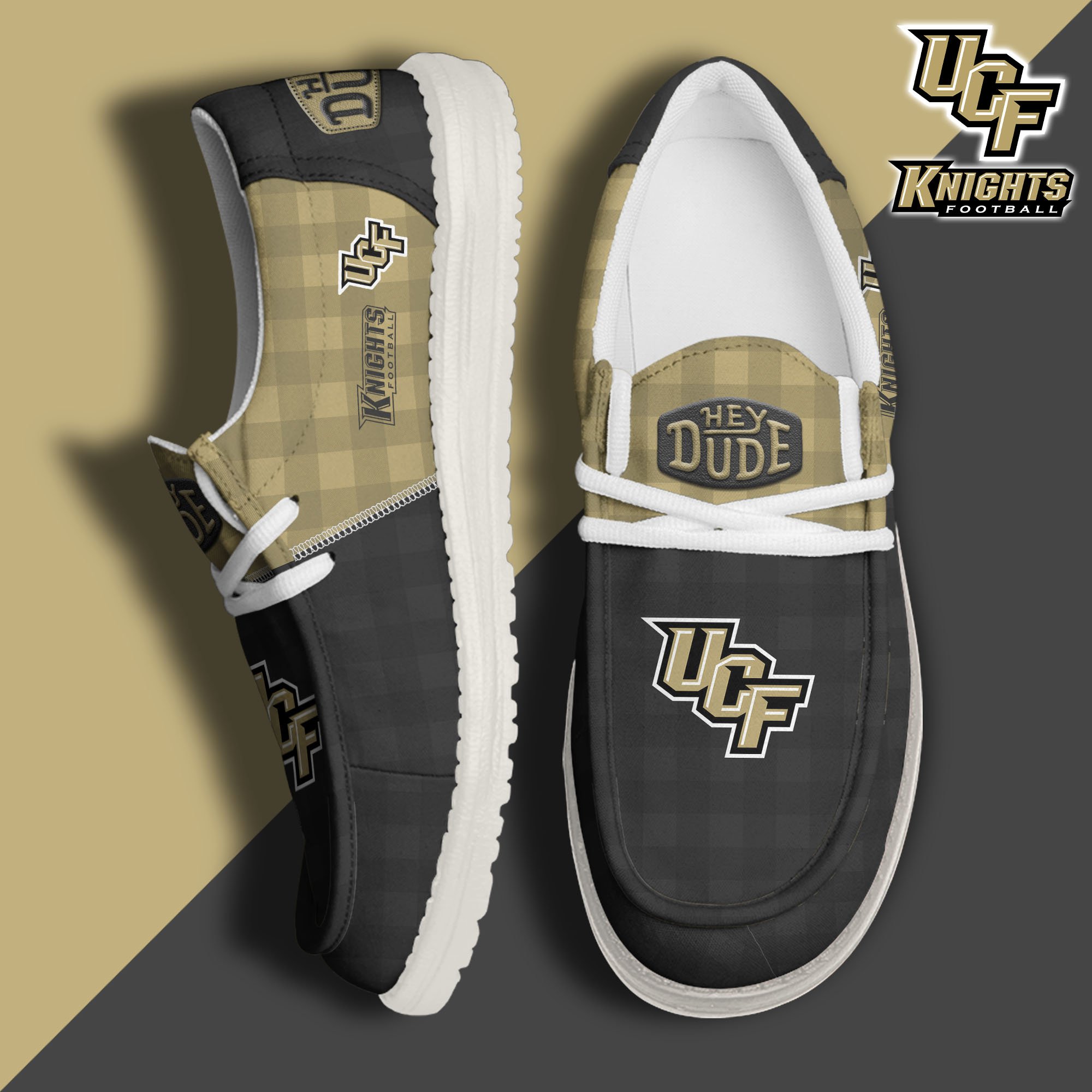 UCF Knights Football Hey Dude Canvas Loafer Shoes Custom Your Name, Sport Shoes For Fan, Fan Gifts EHIVM-61236