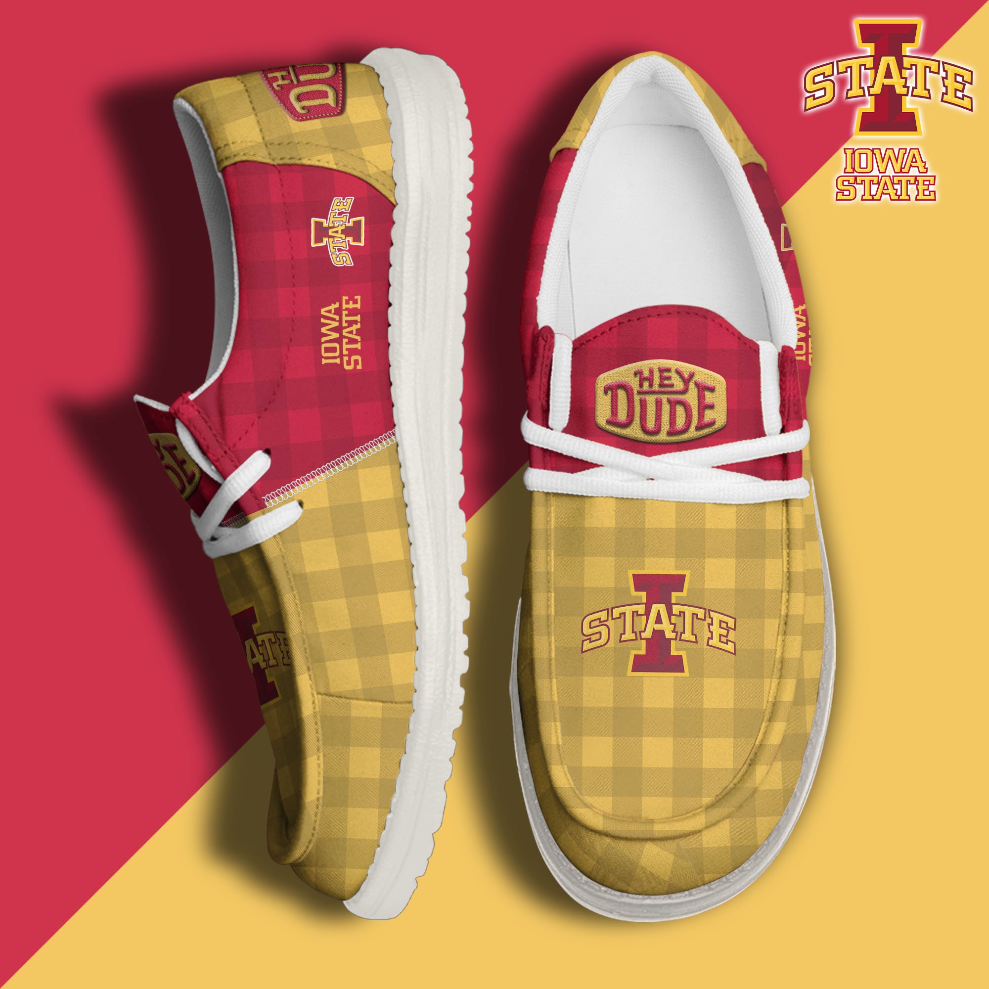 Iowa State Cyclones Football Hey Dude Canvas Loafer Shoes Custom Your Name, Sport Shoes For Fan, Fan Gifts EHIVM-61236