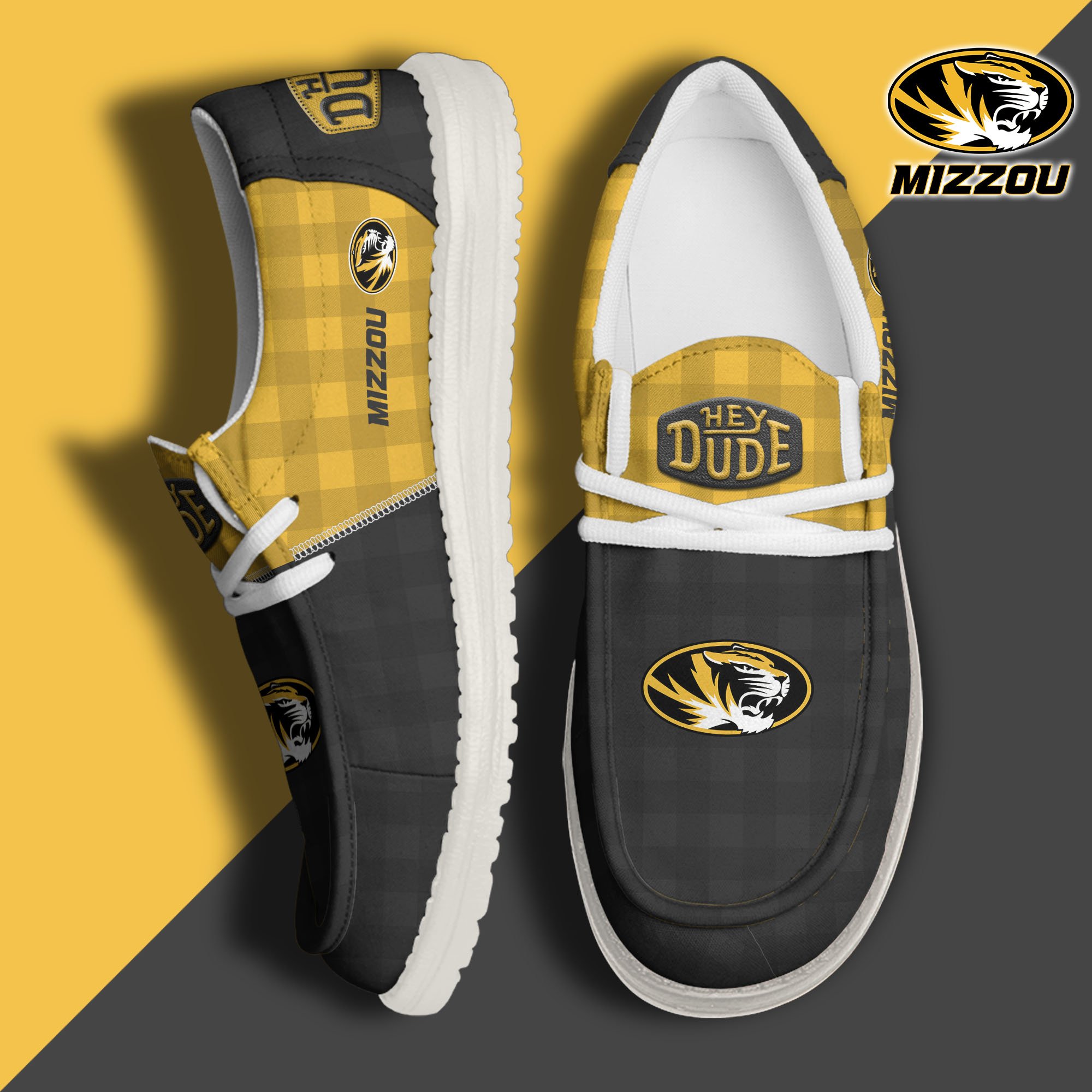 Missouri Tigers Football Hey Dude Canvas Loafer Shoes Custom Your Name, Sport Shoes For Fan, Fan Gifts EHIVM-61236