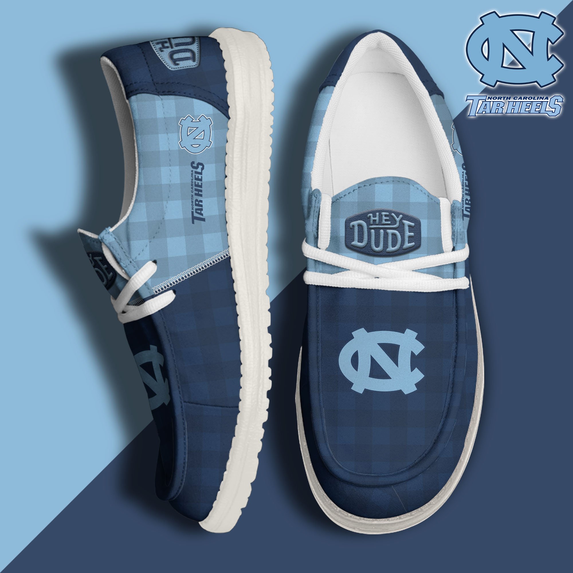 North Carolina Tar Heels Football Hey Dude Canvas Loafer Shoes Custom Your Name, Sport Shoes For Fan, Fan Gifts EHIVM-61236