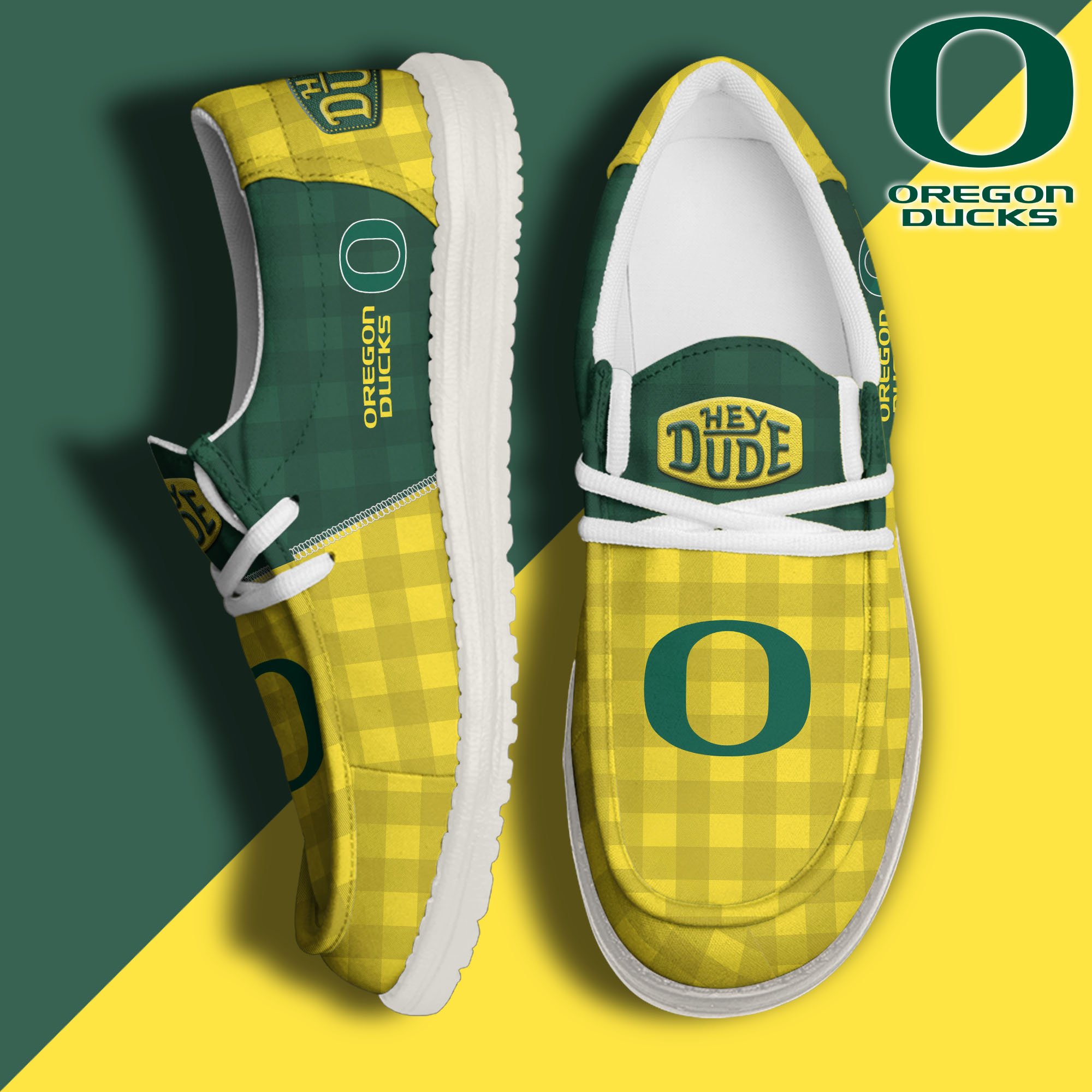 Oregon Ducks Football Hey Dude Canvas Loafer Shoes Custom Your Name, Sport Shoes For Fan, Fan Gifts EHIVM-61236