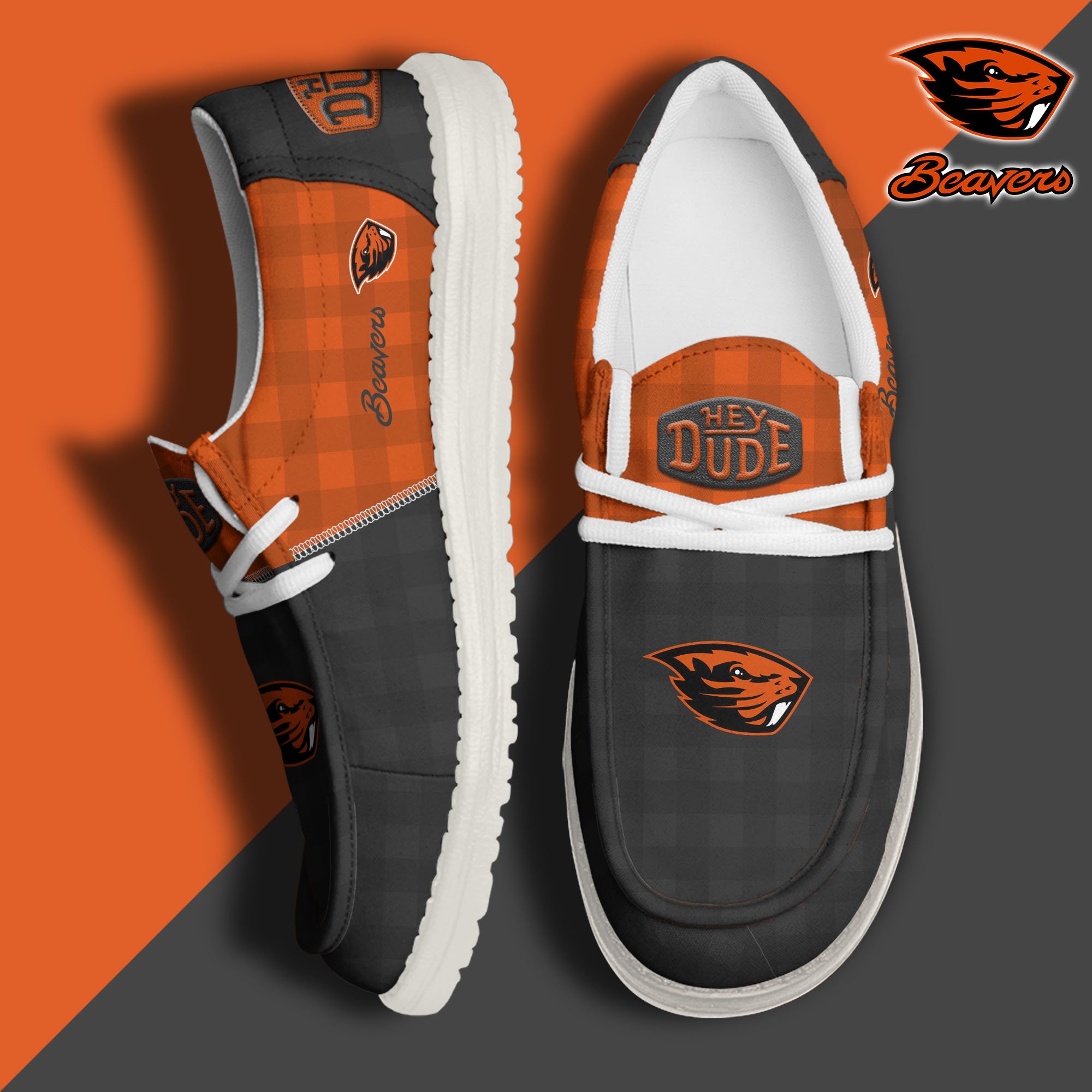 Oregon State Beavers Football Hey Dude Canvas Loafer Shoes Custom Your Name, Sport Shoes For Fan, Fan Gifts EHIVM-61236