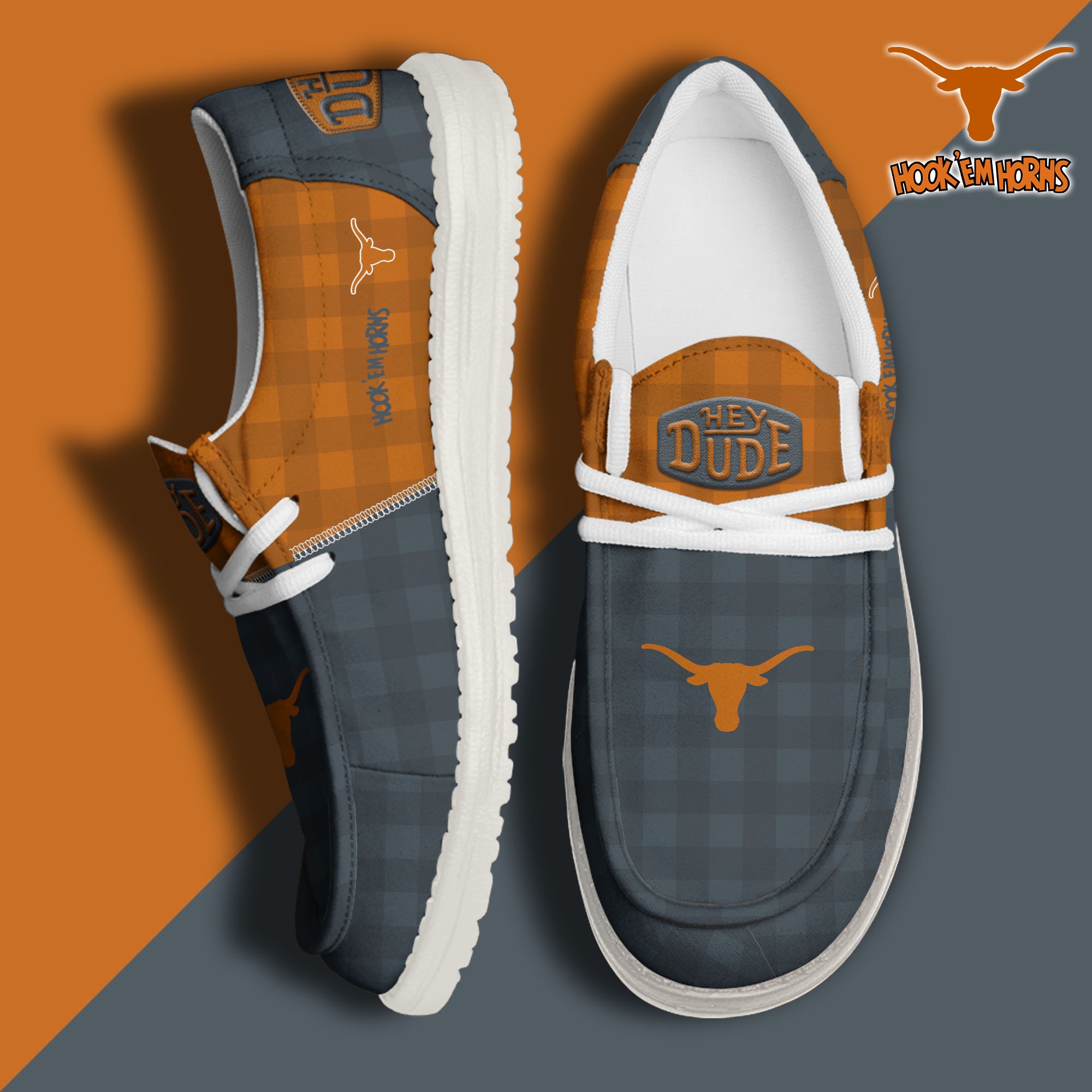 Texas Longhorns Football Hey Dude Canvas Loafer Shoes Custom Your Name, Sport Shoes For Fan, Fan Gifts EHIVM-61236