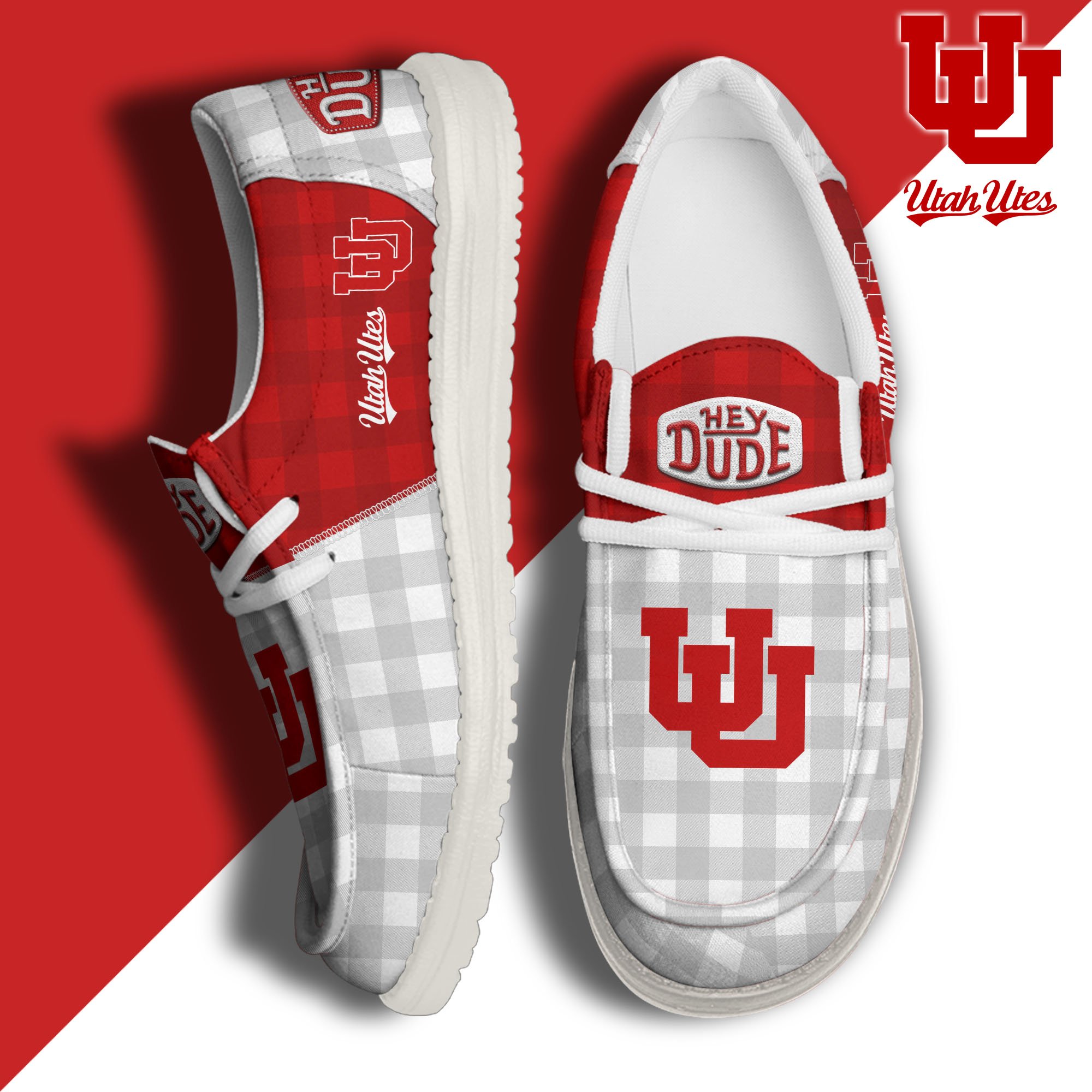 Utah Utes Football Hey Dude Canvas Loafer Shoes Custom Your Name, Sport Shoes For Fan, Fan Gifts EHIVM-61236