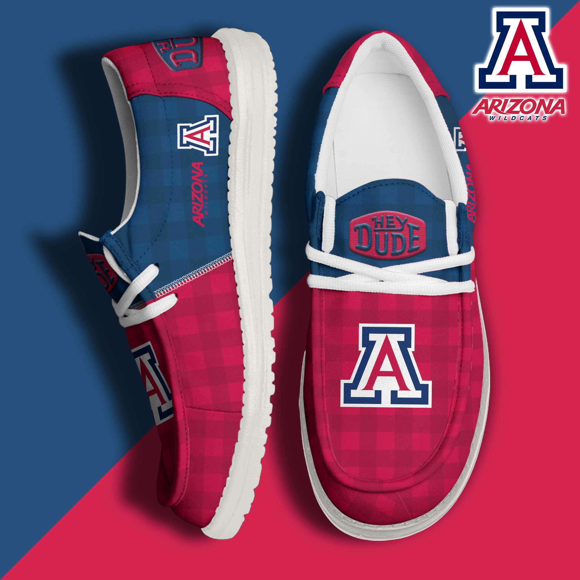 Arizona Wildcats Football Hey Dude Canvas Loafer Shoes Custom Your Name, Sport Shoes For Fan, Fan Gifts EHIVM-61236