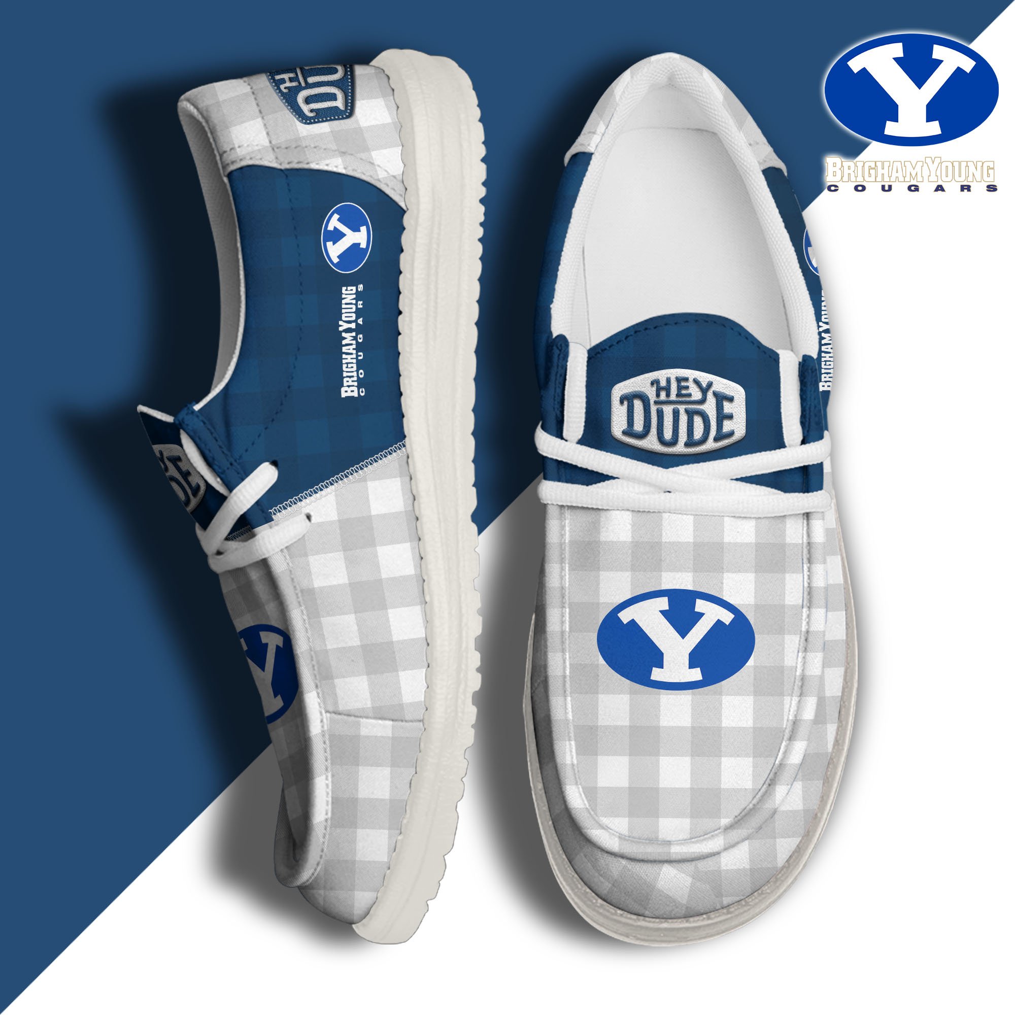 BYU Cougars Football Hey Dude Canvas Loafer Shoes Custom Your Name, Sport Shoes For Fan, Fan Gifts EHIVM-61236