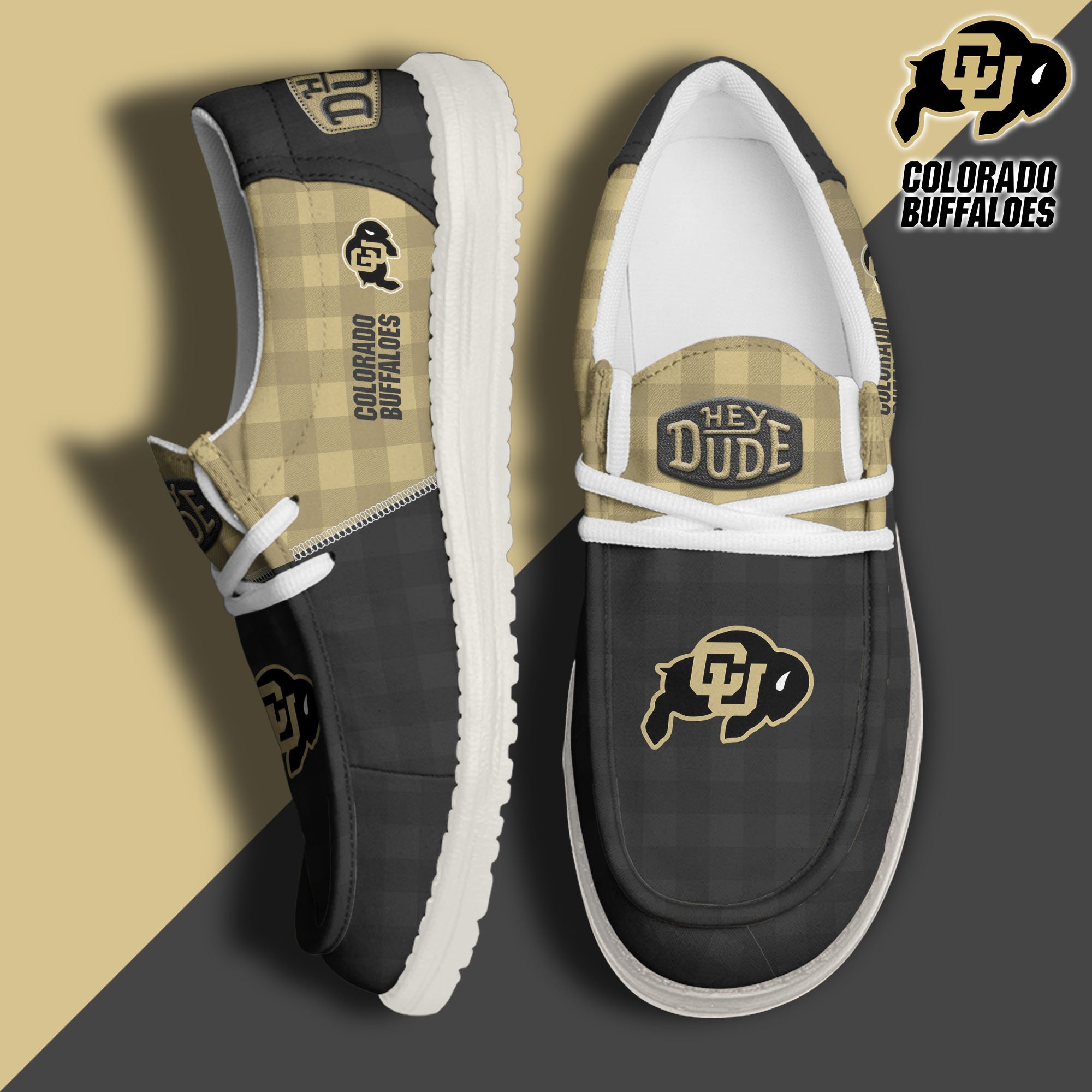 Colorado Buffaloes Football Hey Dude Canvas Loafer Shoes Custom Your Name, Sport Shoes For Fan, Fan Gifts EHIVM-61236