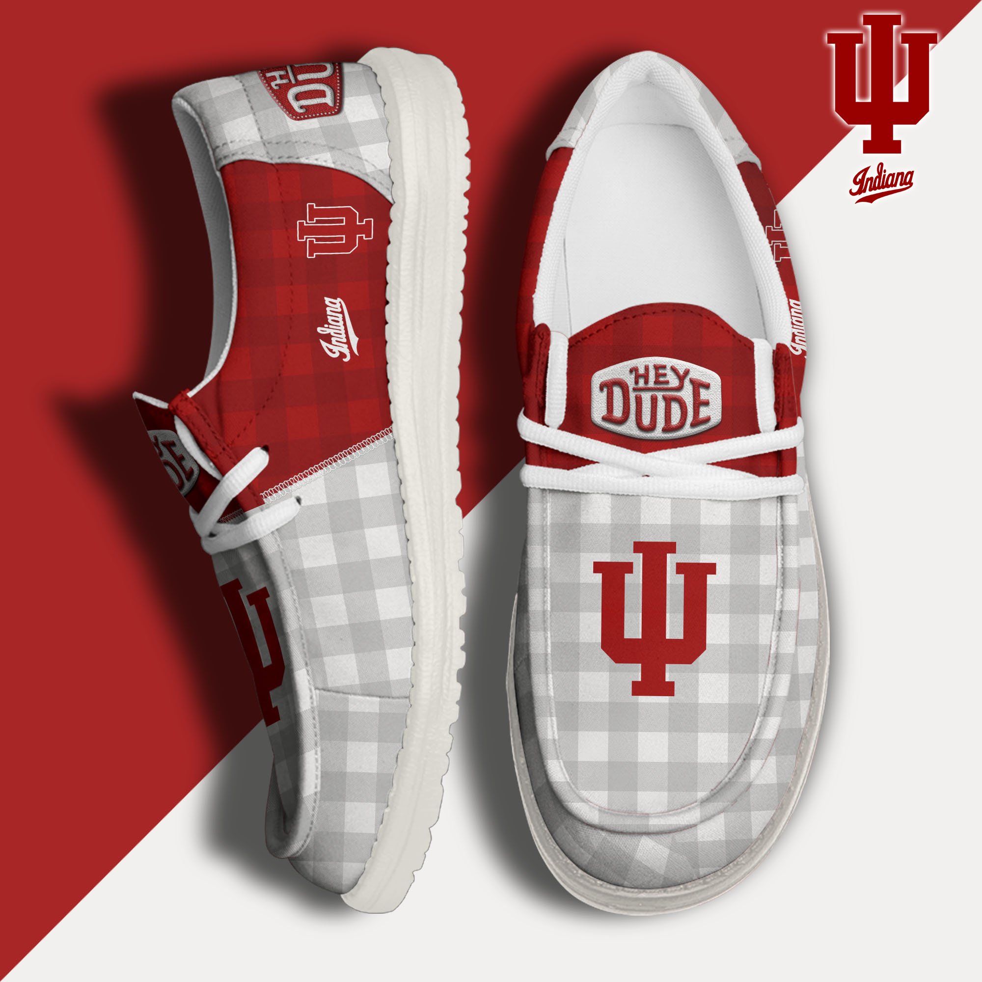 Indiana Hoosiers Football Hey Dude Canvas Loafer Shoes Custom Your Name, Sport Shoes For Fan, Fan Gifts EHIVM-61236