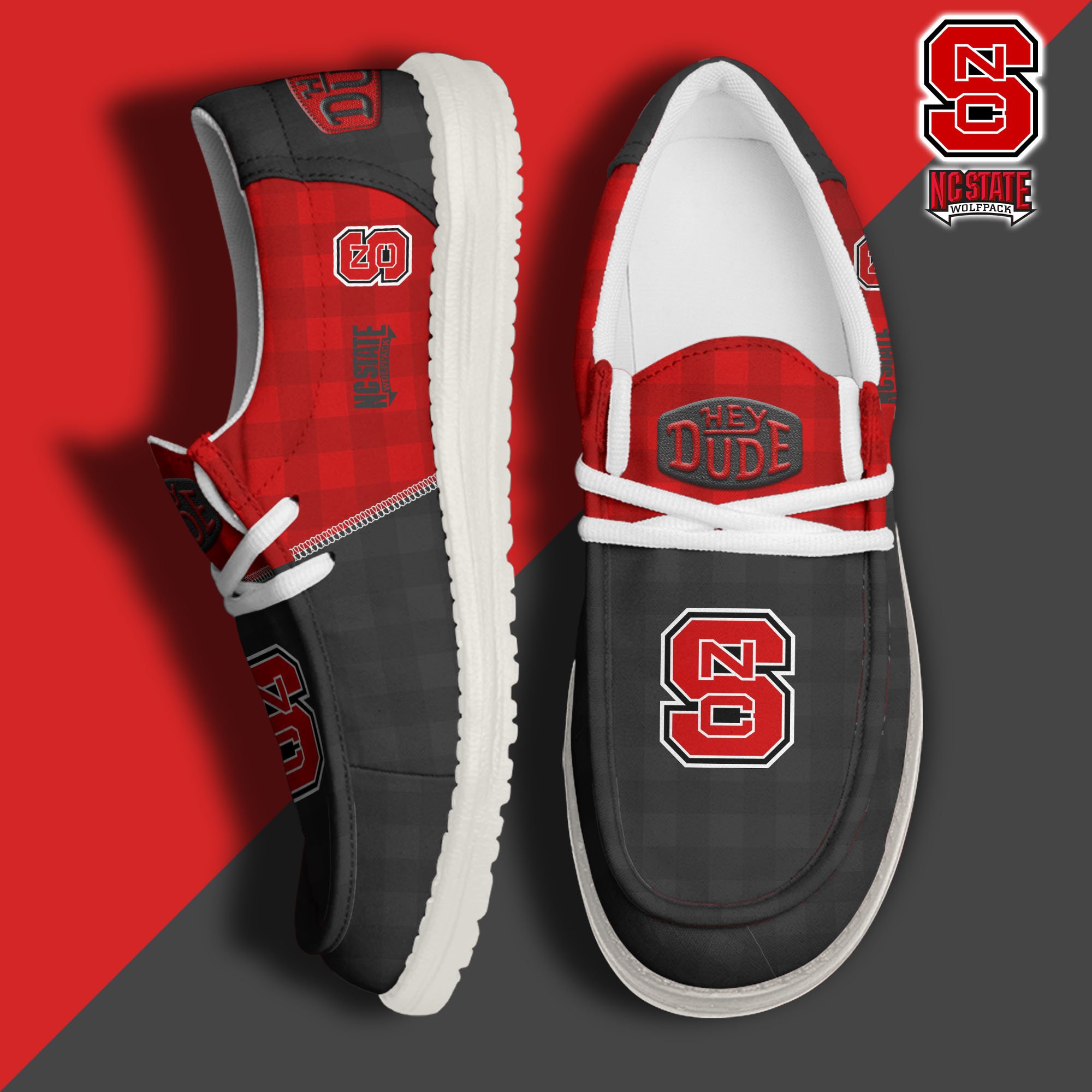 NC State Wolfpack Football Hey Dude Canvas Loafer Shoes Custom Your Name, Sport Shoes For Fan, Fan Gifts EHIVM-61236