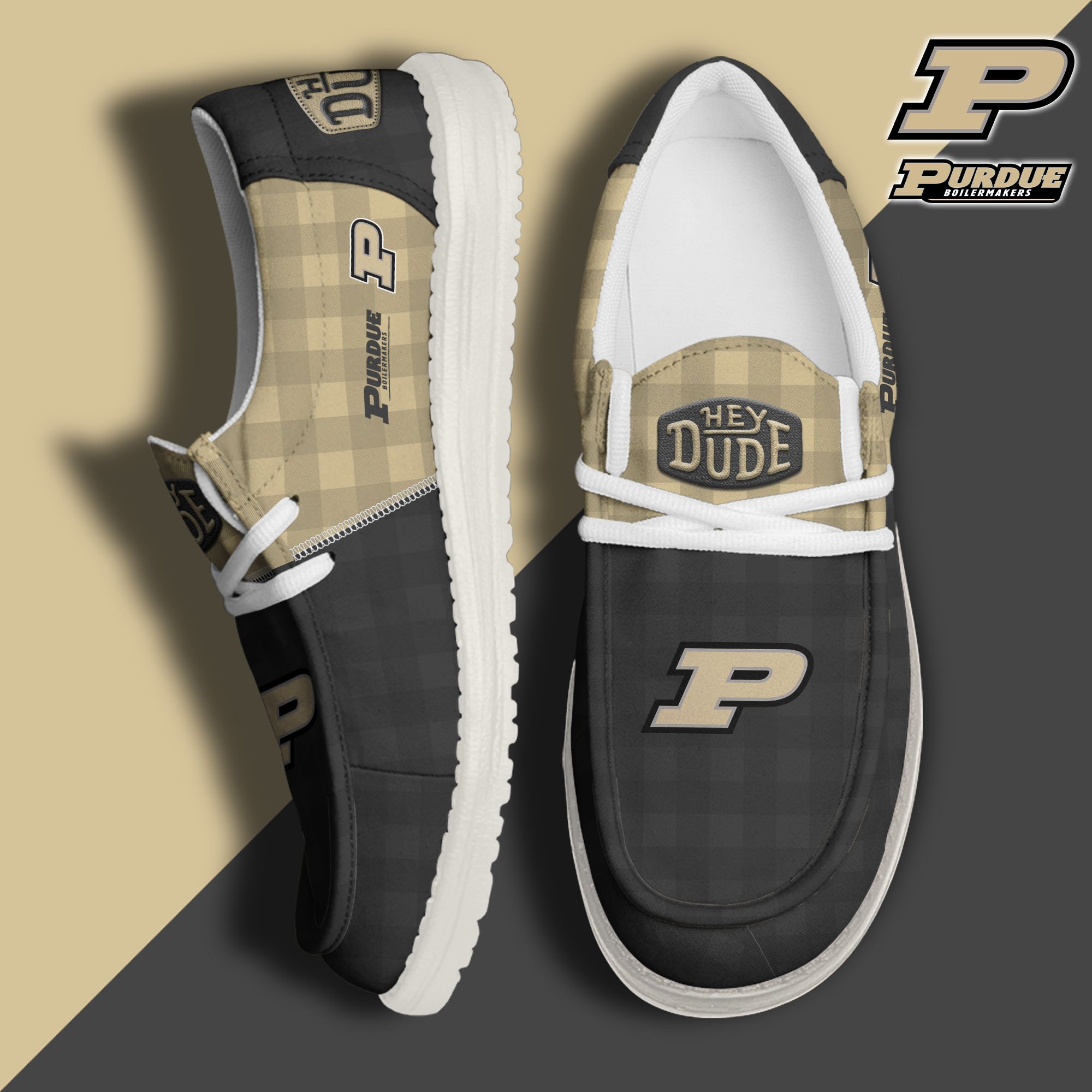 Purdue Boilermakers Football Hey Dude Canvas Loafer Shoes Custom Your Name, Sport Shoes For Fan, Fan Gifts EHIVM-61236