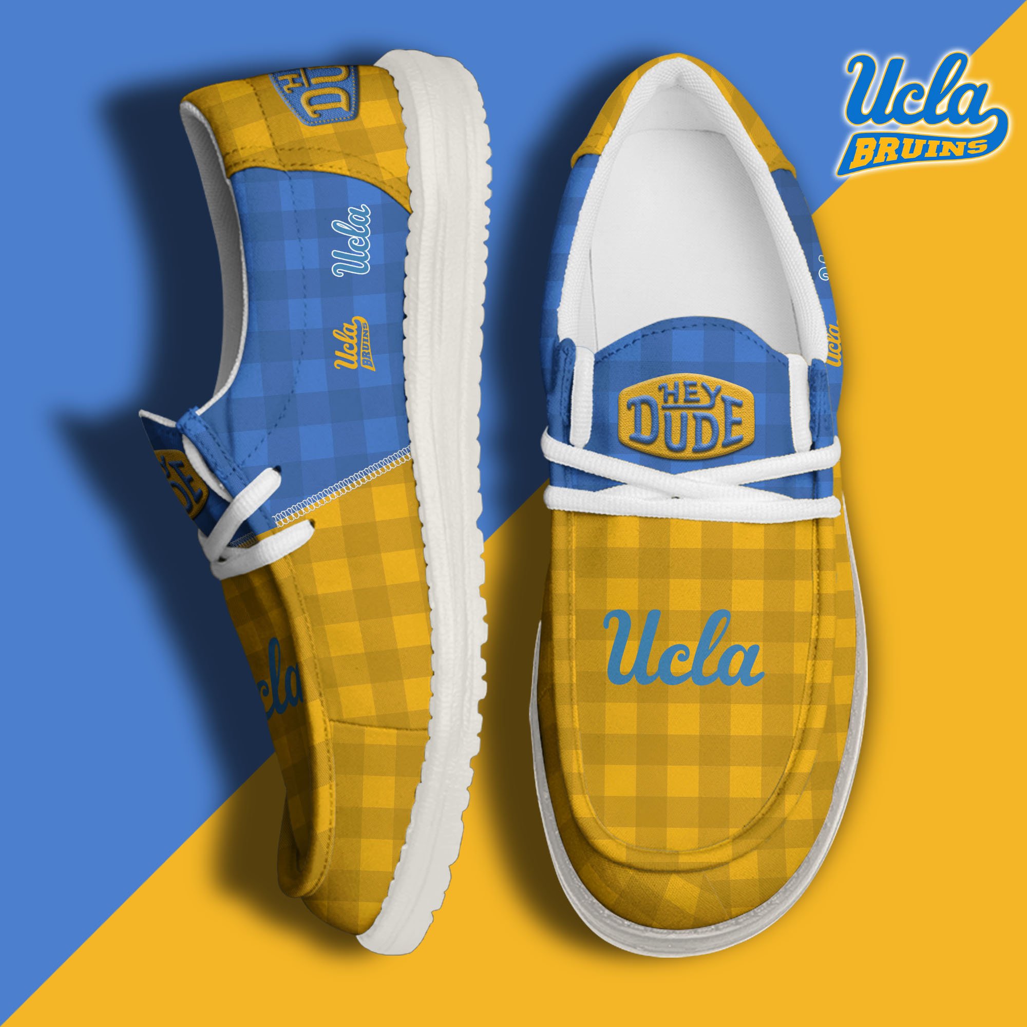 UCLA Bruins Football Hey Dude Canvas Loafer Shoes Custom Your Name, Sport Shoes For Fan, Fan Gifts EHIVM-61236