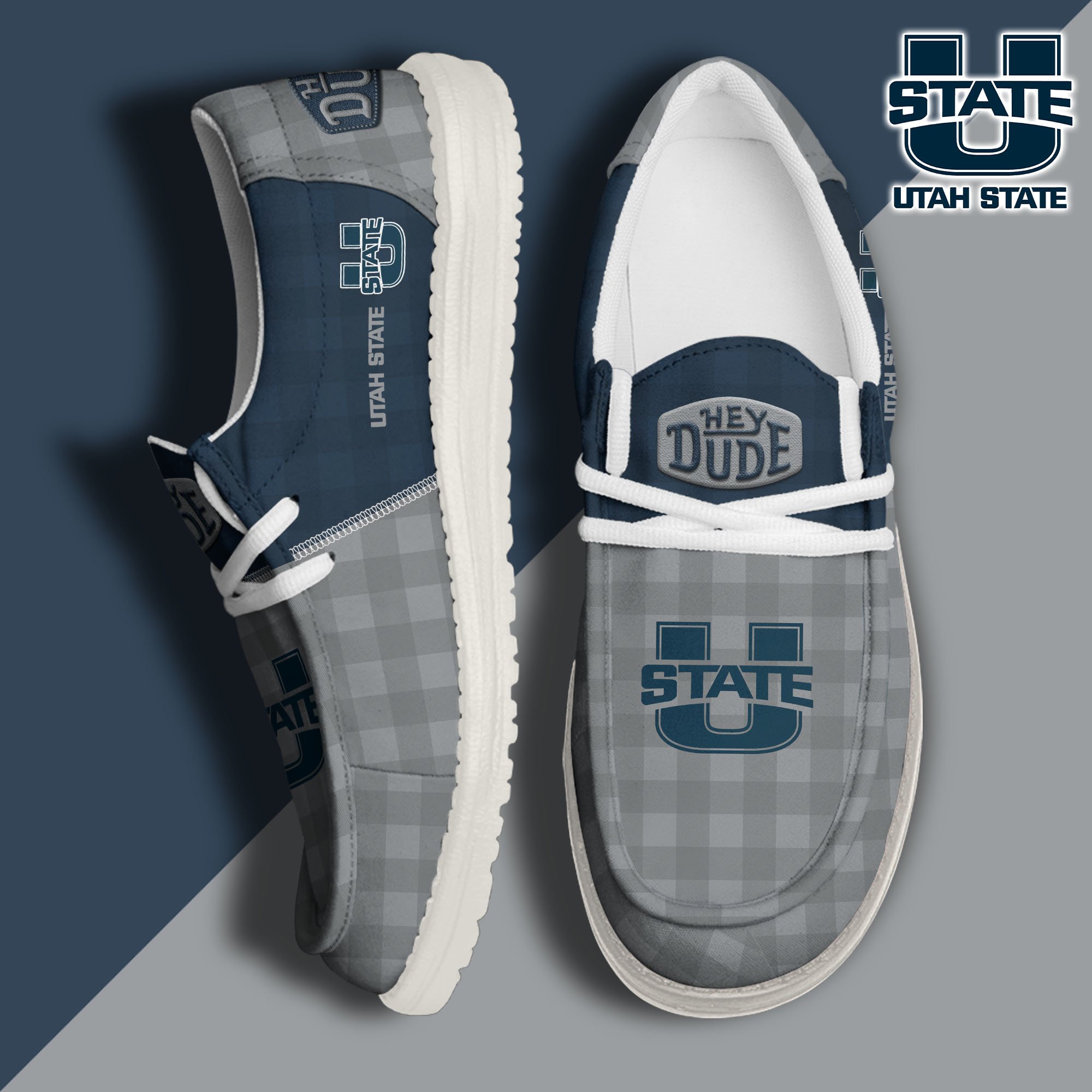 Utah State Aggies Football Hey Dude Canvas Loafer Shoes Custom Your Name, Sport Shoes For Fan, Fan Gifts EHIVM-61236