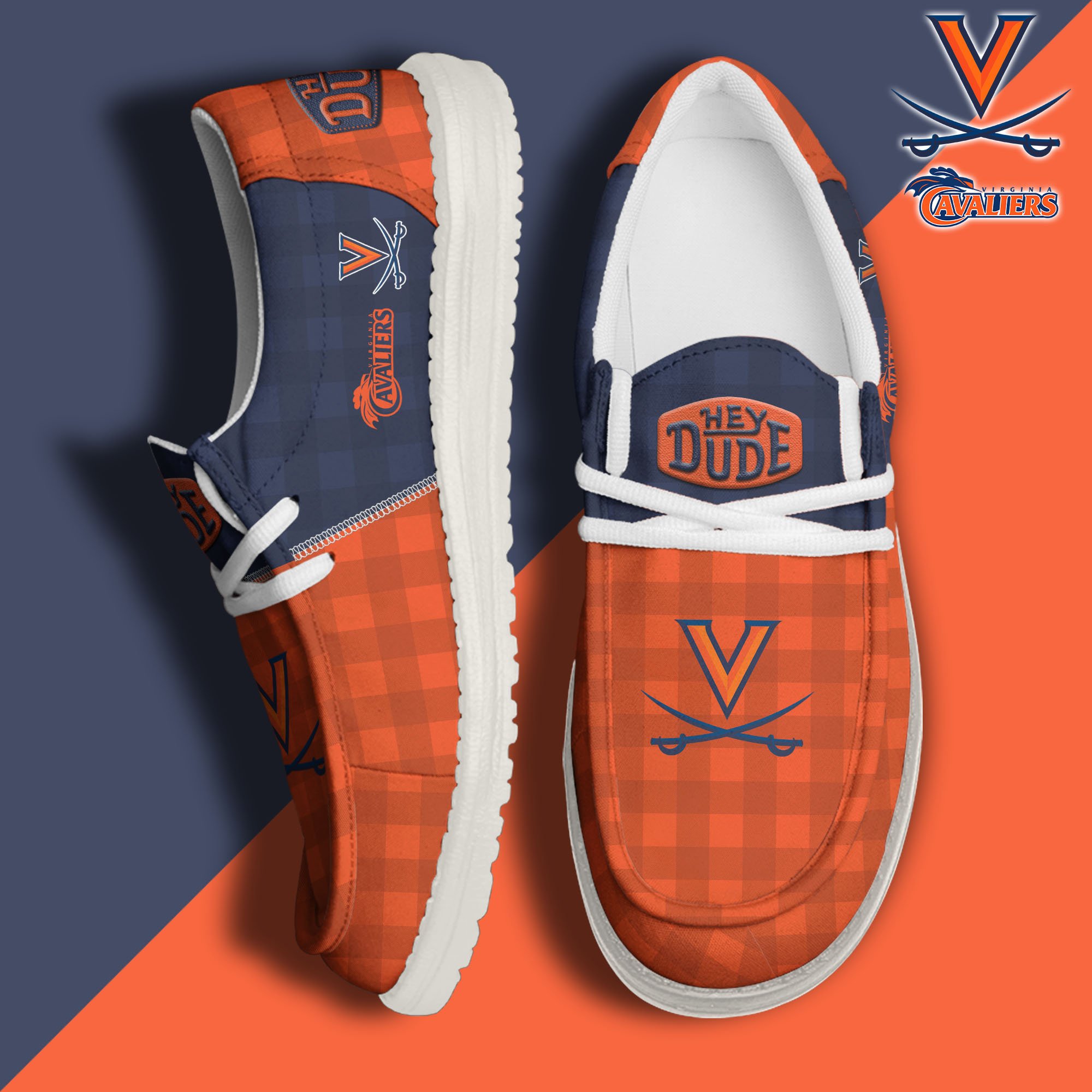 Virginia Cavaliers Football Hey Dude Canvas Loafer Shoes Custom Your Name, Sport Shoes For Fan, Fan Gifts EHIVM-61236