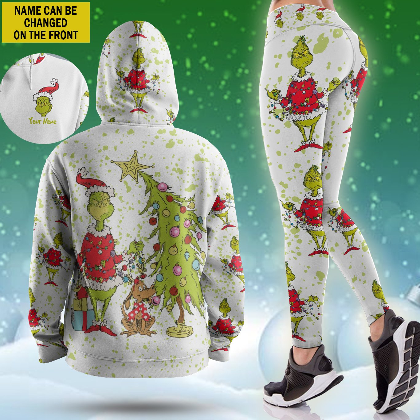 Grinch Combo Hoodie and Legging Xmas Custom 61463