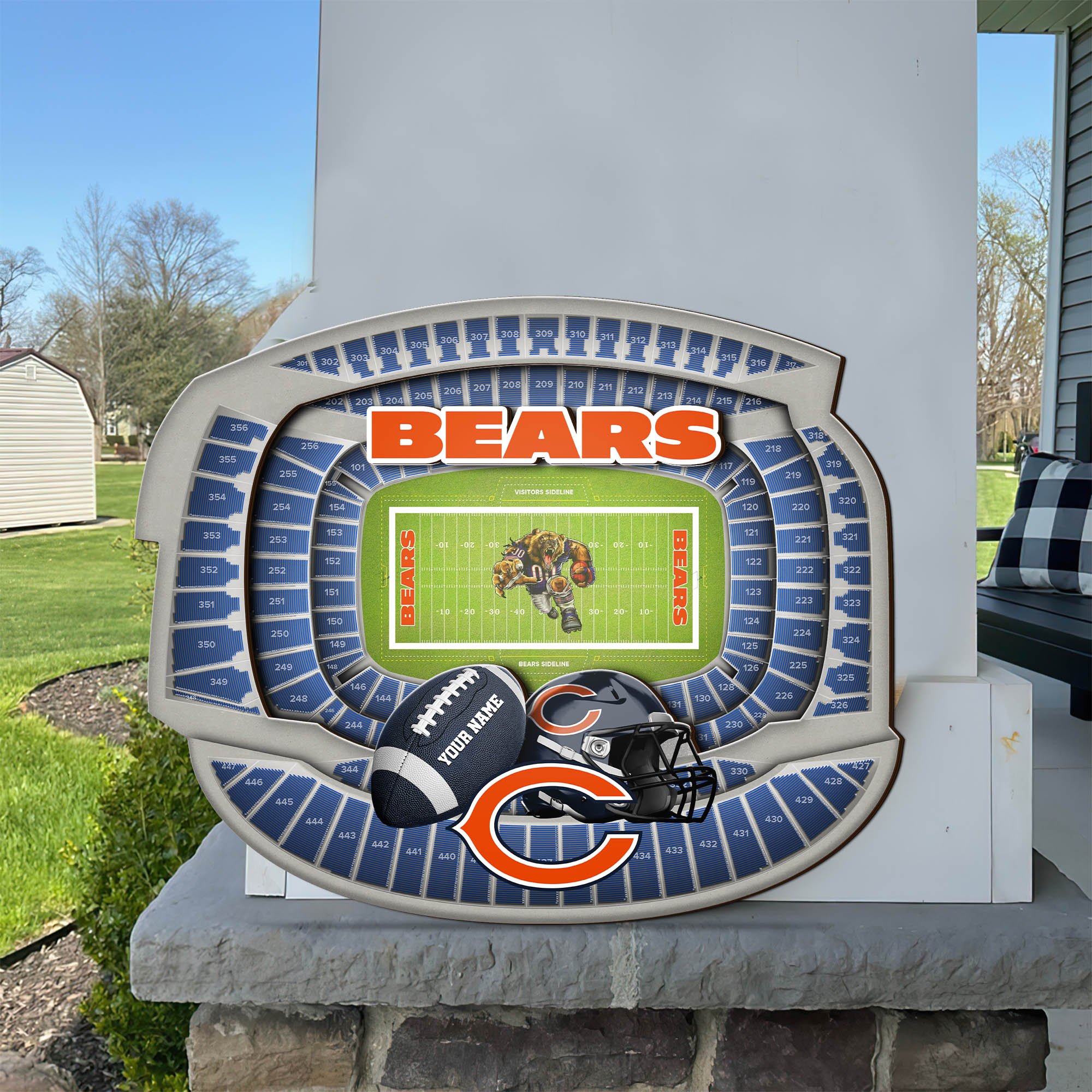 Chicago Bears 2 Layers Woodsign Custom Your Name, Sport  Woodsign, Football Fan Gifts, Home Decor EHIVM-58671