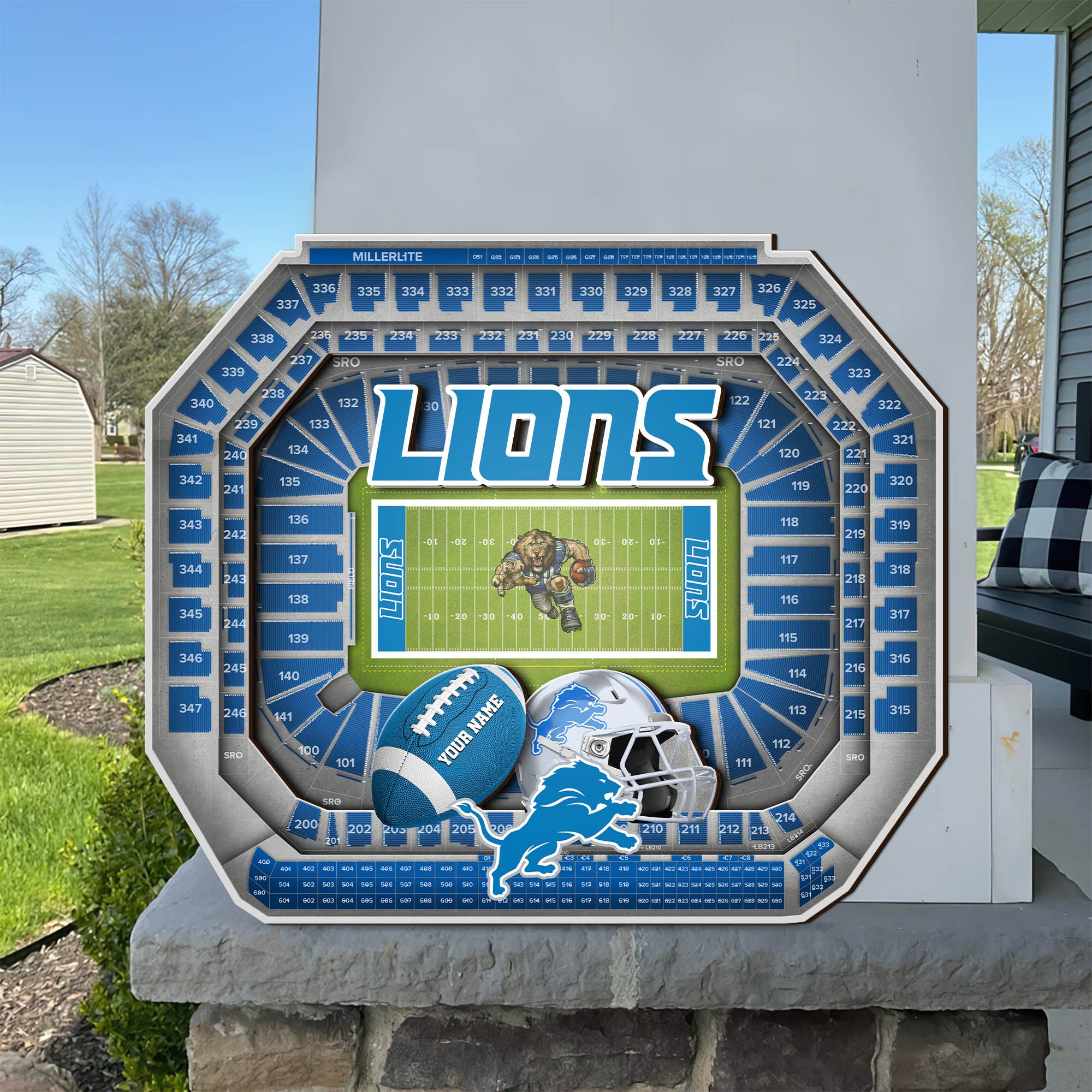 Detroit Lions 2 Layers Woodsign Custom Your Name, Sport  Woodsign, Football Fan Gifts, Home Decor EHIVM-58671