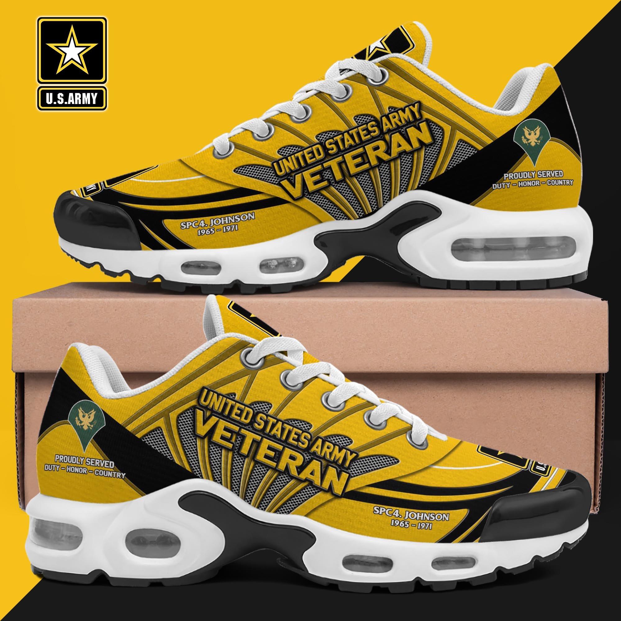 .U.S. Army TN Shoes Custom Name, Rank And Year, Military Shoes, Military Gifts ETRG-61475