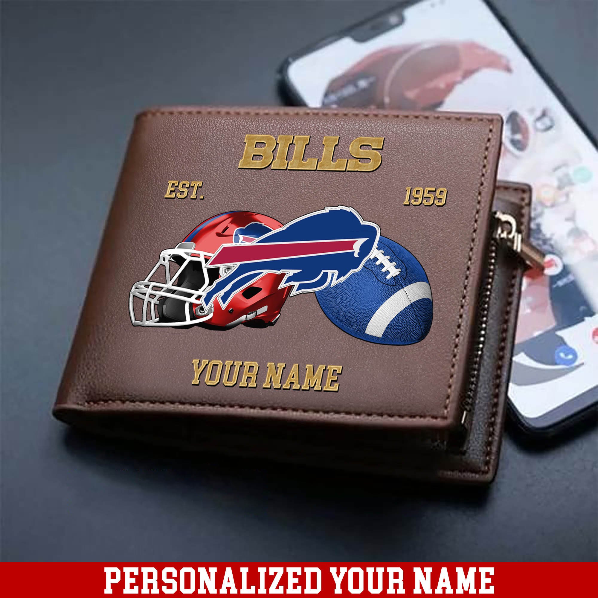 Buffalo Bills Men Wallet Personalized Your Name, Football Men Wallet For Fans, Gift For Football Lovers ETHY-54889