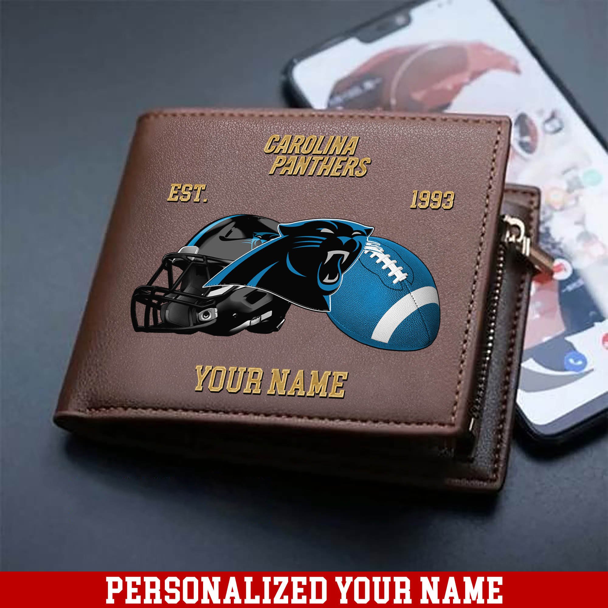 Carolina Panthers Men Wallet Personalized Your Name, Football Men Wallet For Fans, Gift For Football Lovers ETHY-54889