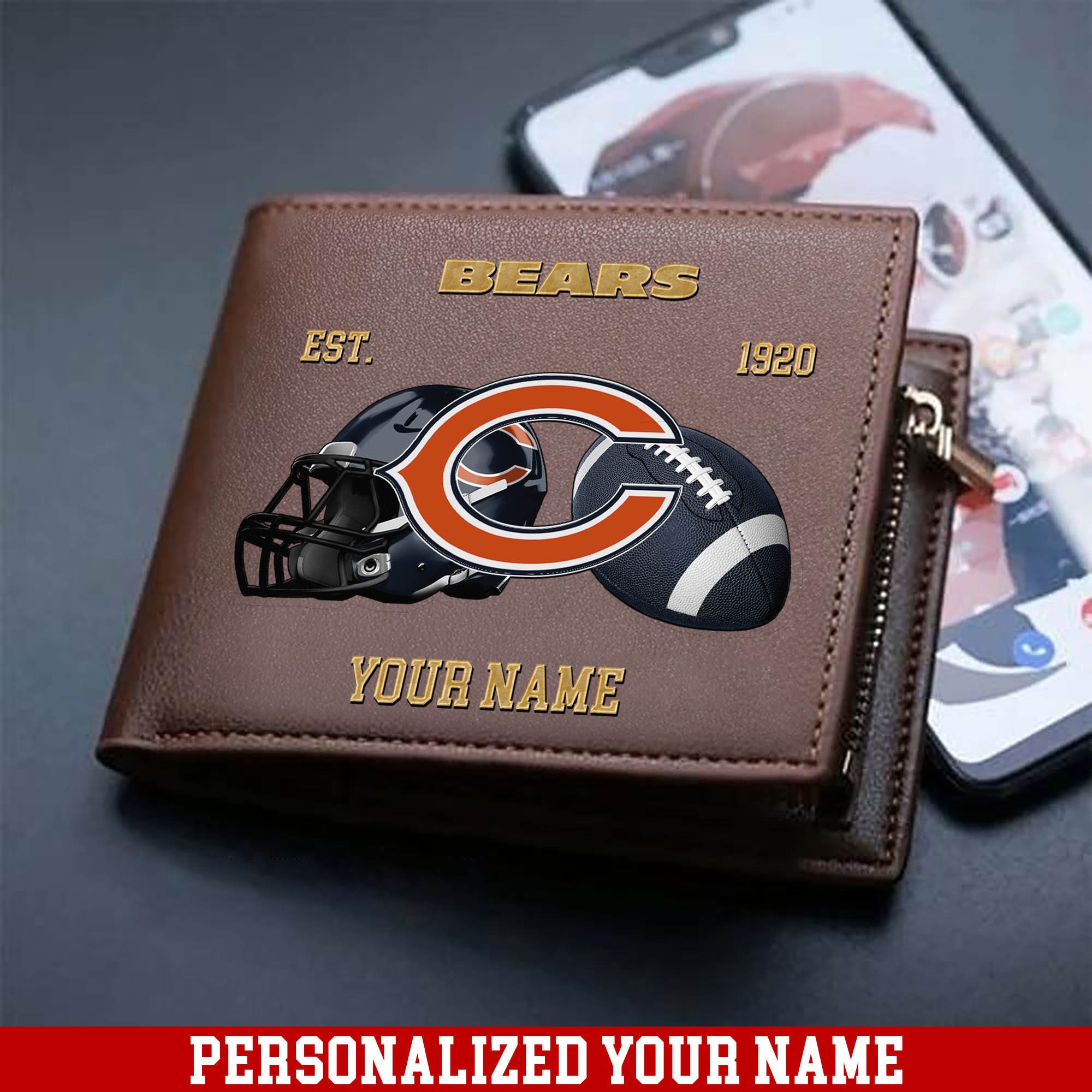 Chicago Bears Men Wallet Personalized Your Name, Football Men Wallet For Fans, Gift For Football Lovers ETHY-54889