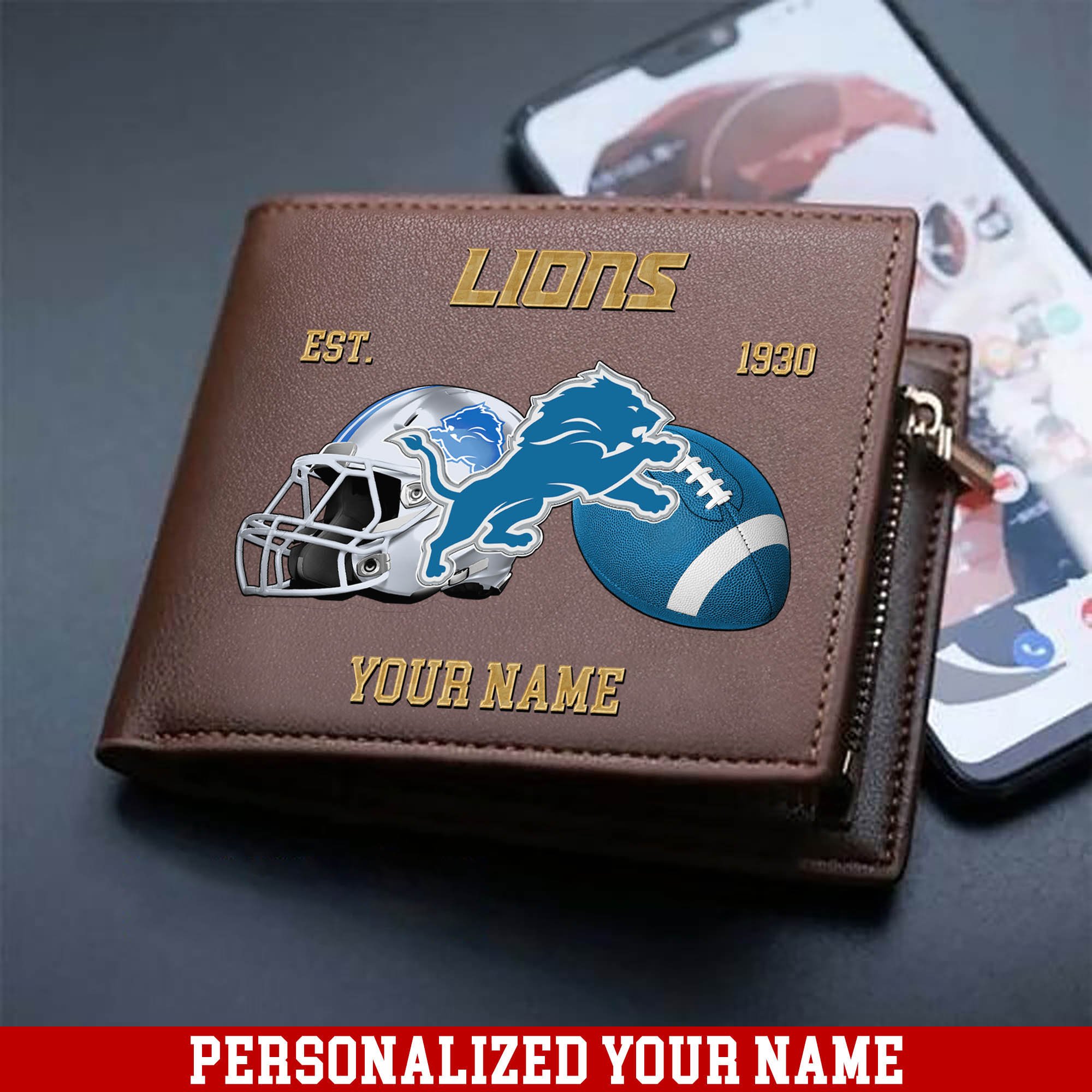 Detroit Lions Men Wallet Personalized Your Name, Football Men Wallet For Fans, Gift For Football Lovers ETHY-54889