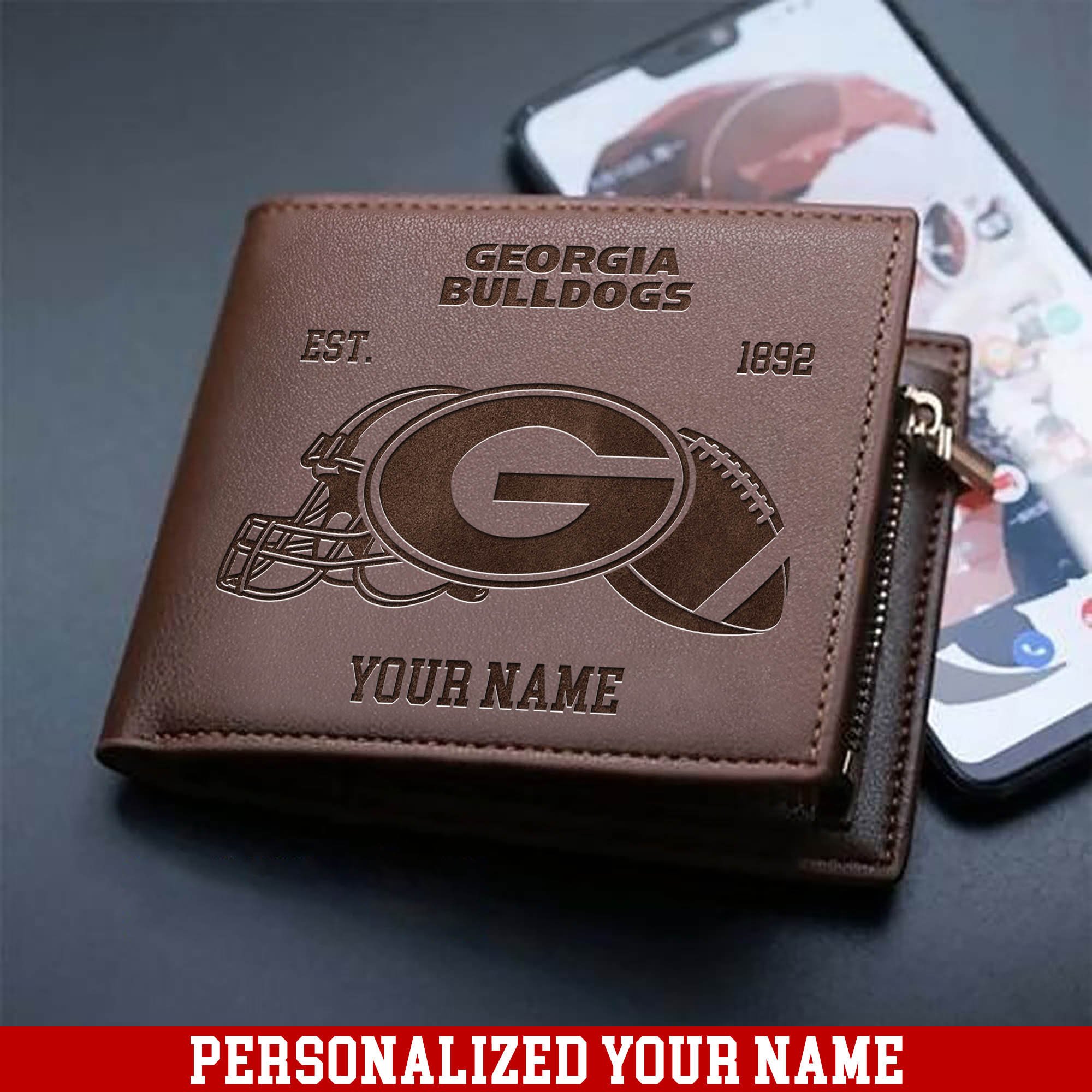 Georgia Bulldogs Men Wallet Personalized Your Name, Men Wallet For Football Fans, Football Fan Gifts, Gifts For Him ETHY-54899