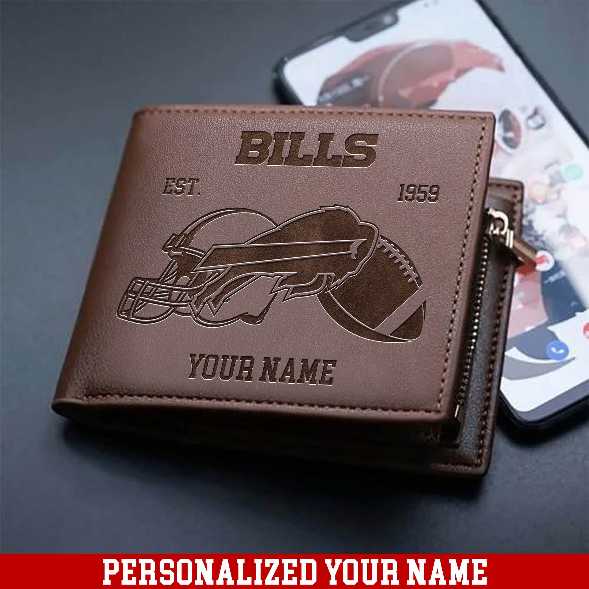 Buffalo Bills Men Wallet Personalized Your Name, Men Wallet For Football Fans, Football Fan Gifts, Gifts For Him ETHY-54899