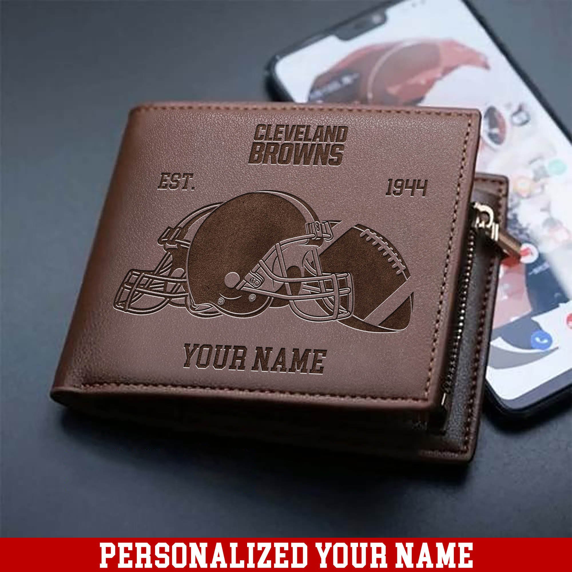 Cleveland Browns Men Wallet Personalized Your Name, Men Wallet For Football Fans, Football Fan Gifts, Gifts For Him ETHY-54899