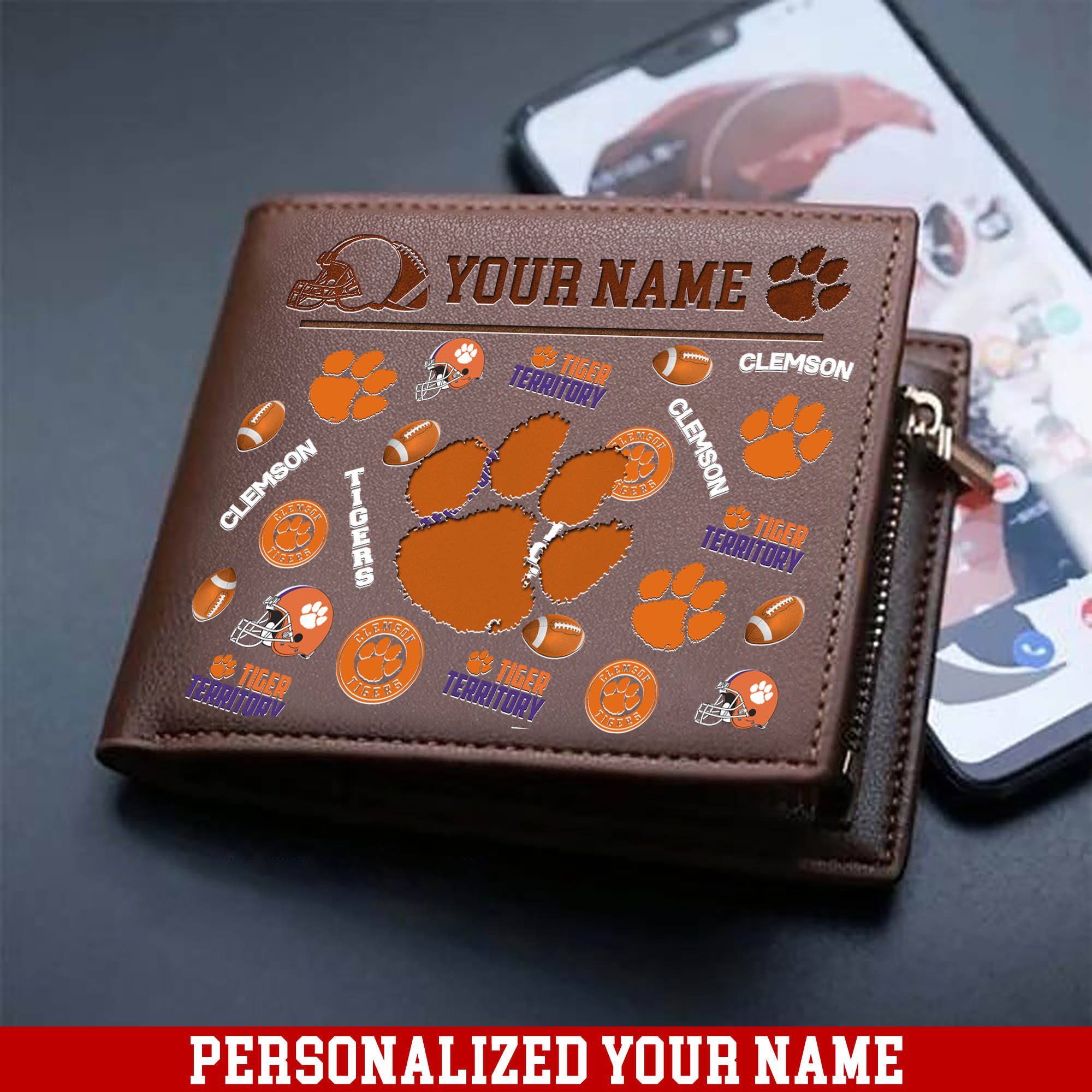 Clemson Tigers Men Wallet Personalized Your Name, Sport Team Men Wallet, Gift For Sport Fans ETHY-54900