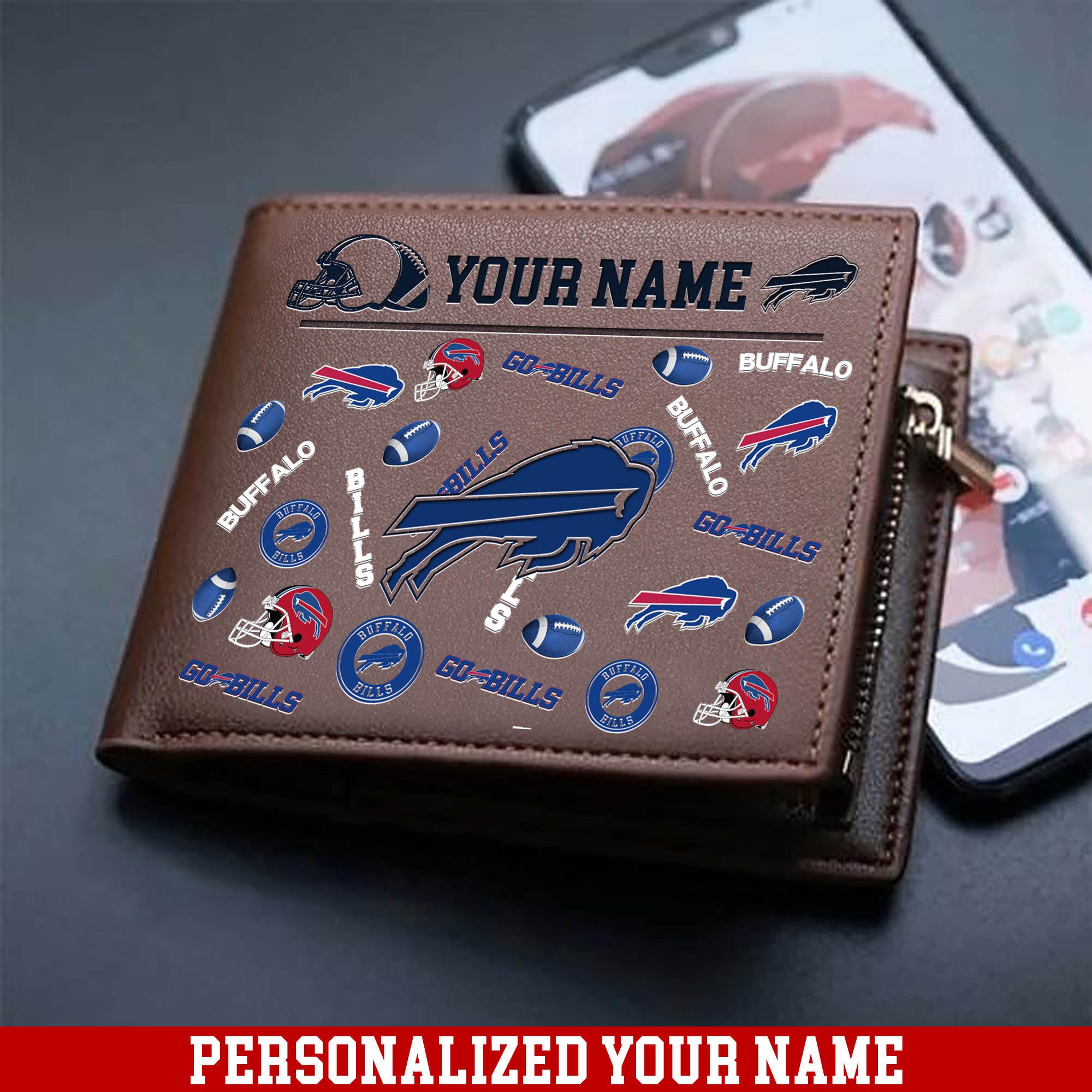 Buffalo Bills Men Wallet Personalized Your Name, Sport Team Men Wallet, Gift For Sport Fans ETHY-54900