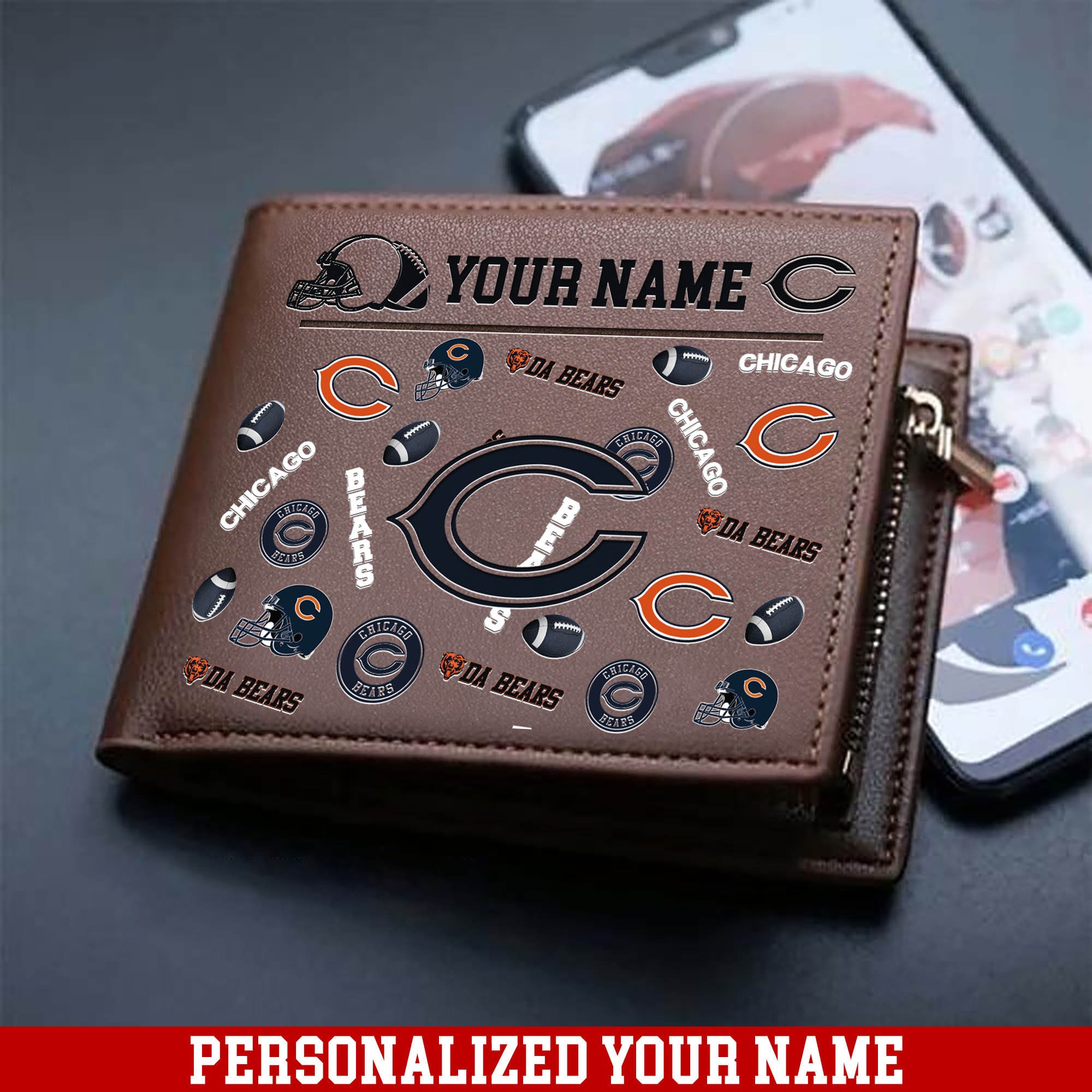 Chicago Bears Men Wallet Personalized Your Name, Sport Team Men Wallet, Gift For Sport Fans ETHY-54900