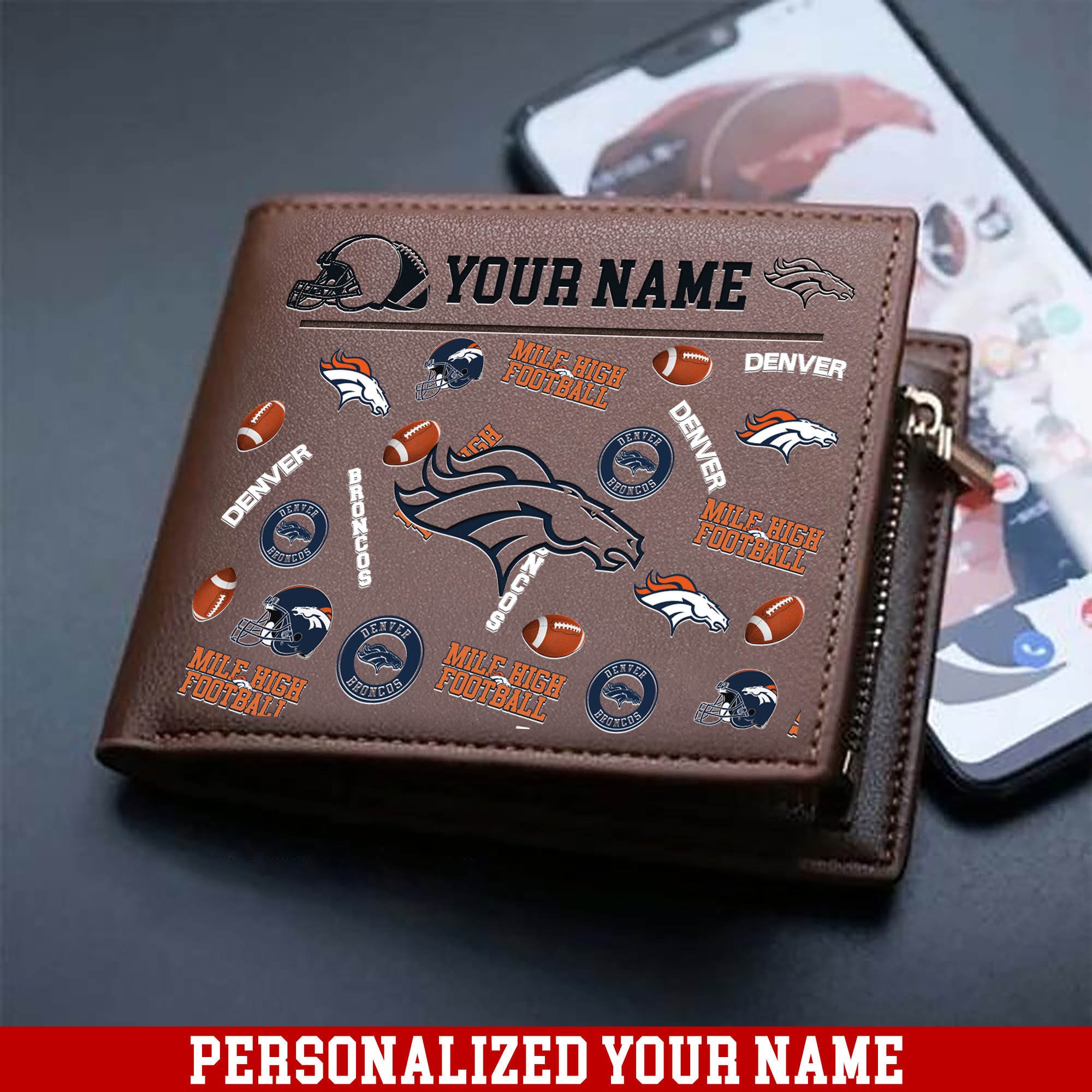 Denver Broncos Men Wallet Personalized Your Name, Sport Team Men Wallet, Gift For Sport Fans ETHY-54900