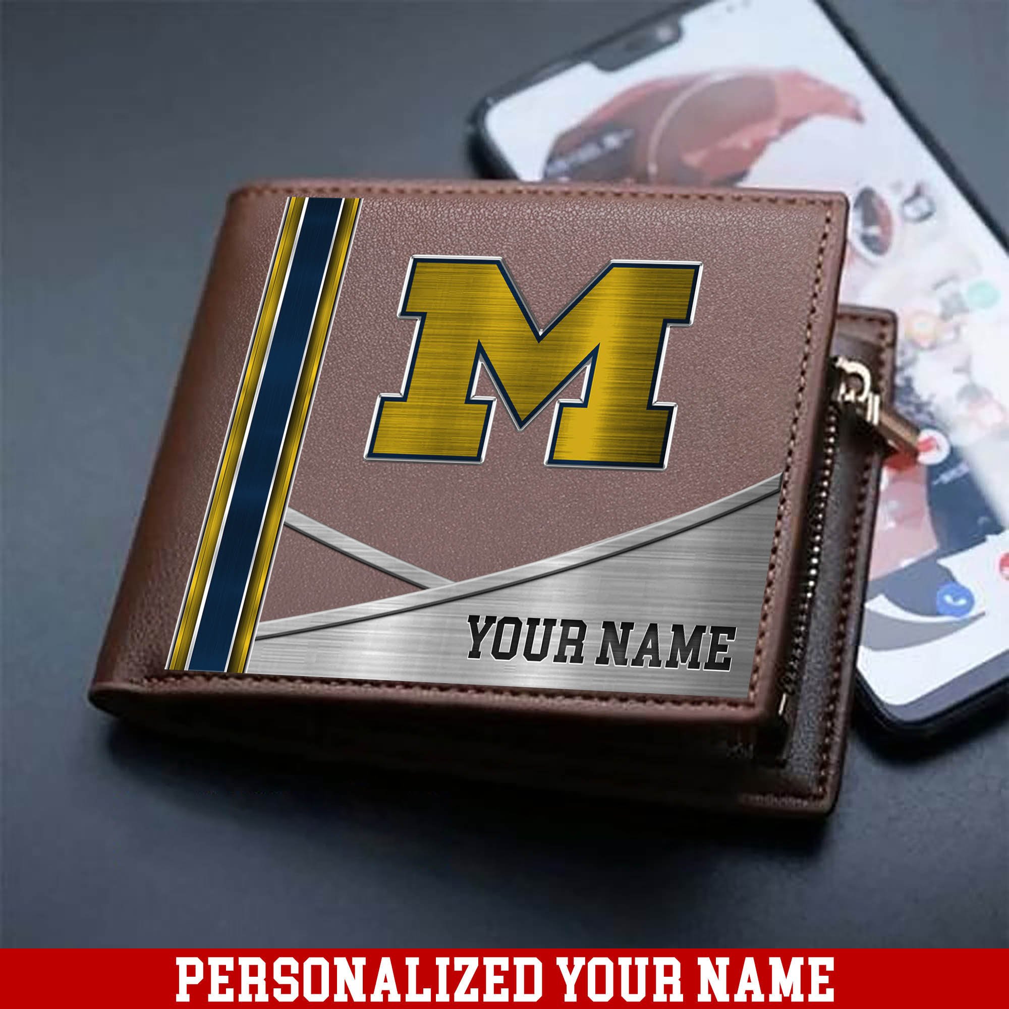 Michigan Wolverines Sport Team Customized Your Name, Men Wallet For Sport Lovers, Fan Gifts ETHY-54902